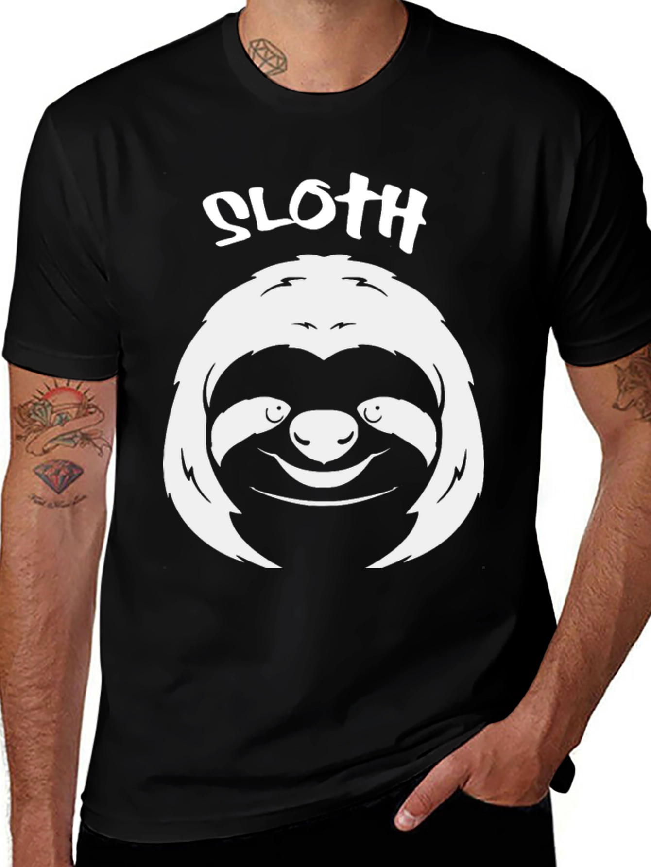 Variant 10 of Sloth Graphic Tee - Men's Black T-Shirt