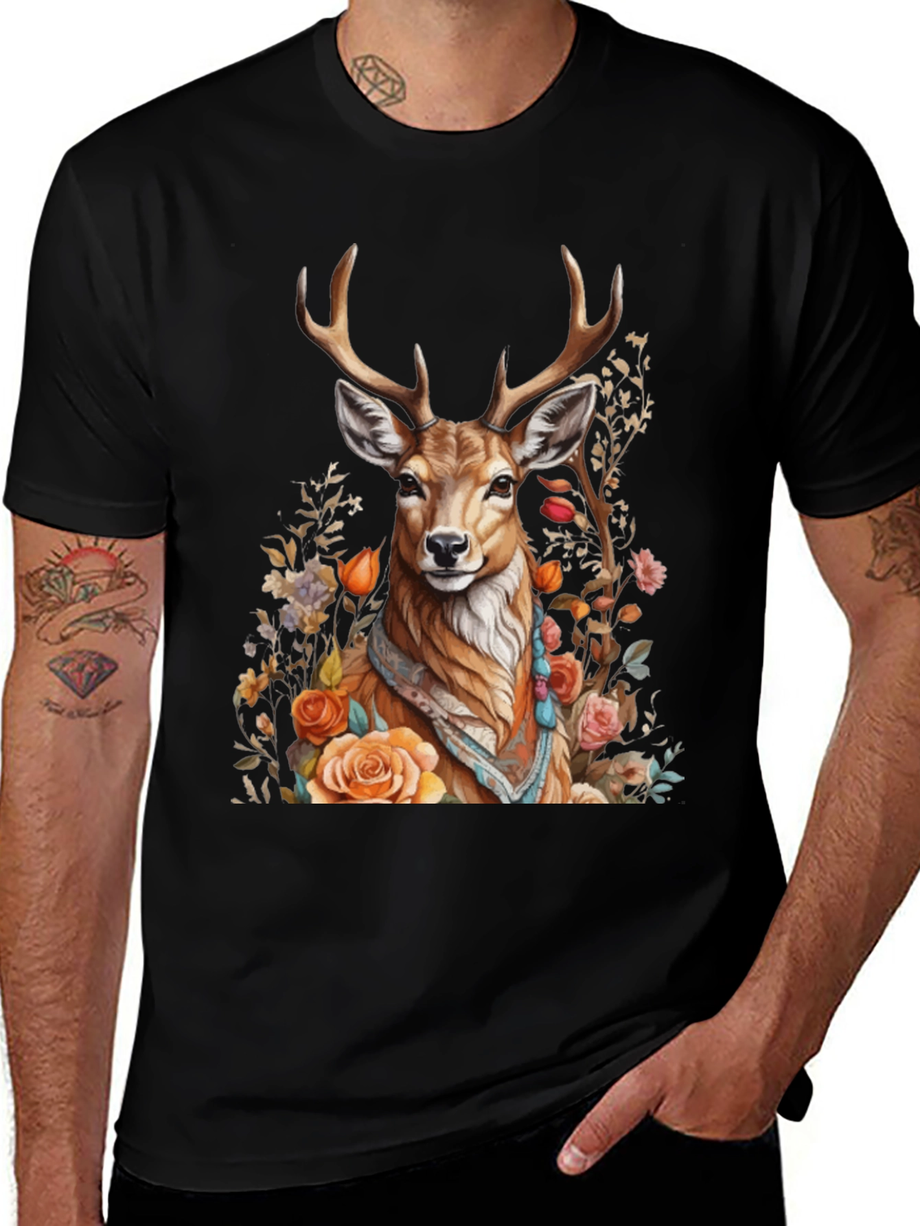 Variant 24 of Deer and Floral Graphic Tee