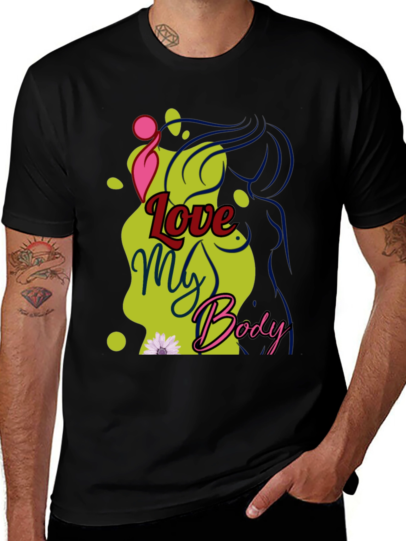 Variant 6 of Love My Body Graphic Tee - Unisex Black T-Shirt