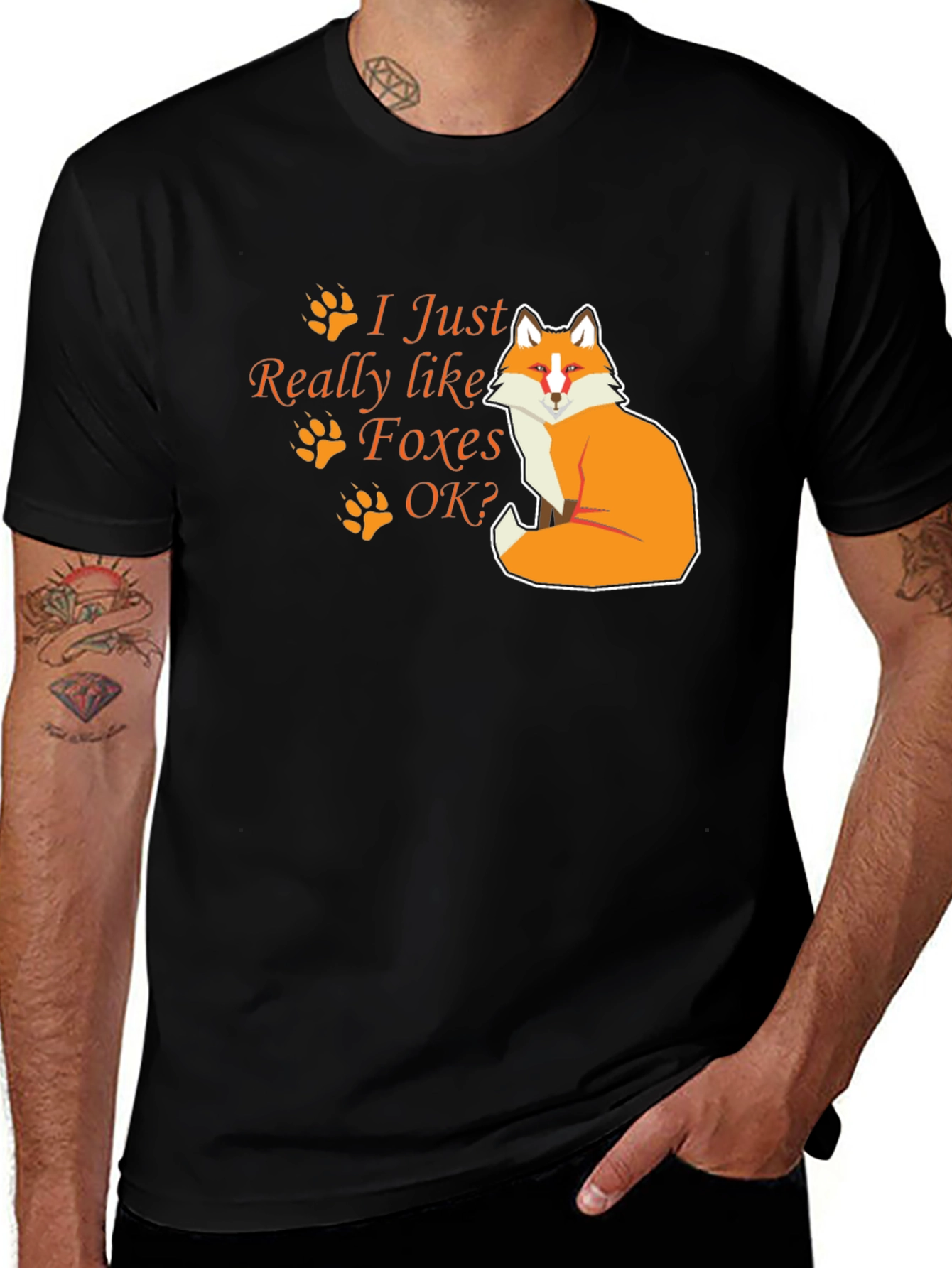 Variant 15 of I Just Really Like Foxes OK? Black T-Shirt
