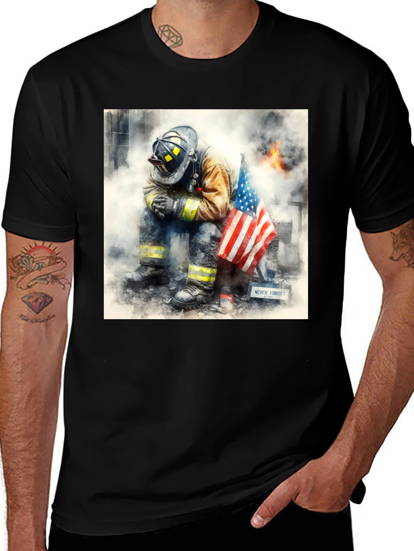 Variant 23 of Firefighter Memorial T-Shirt - Never Forget