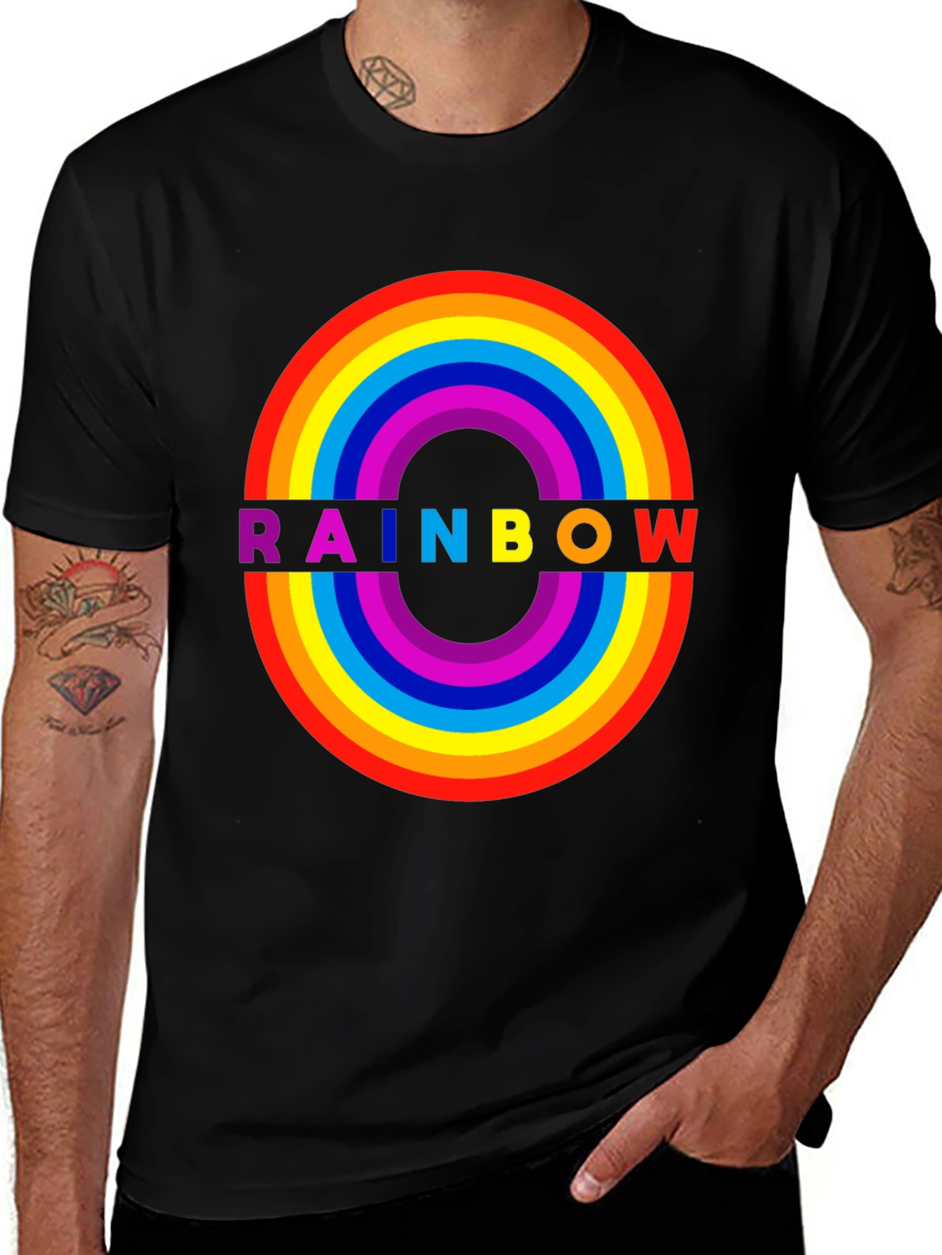 Variant 4 of Rainbow Graphic Black T-Shirt - Bold Statement Tee