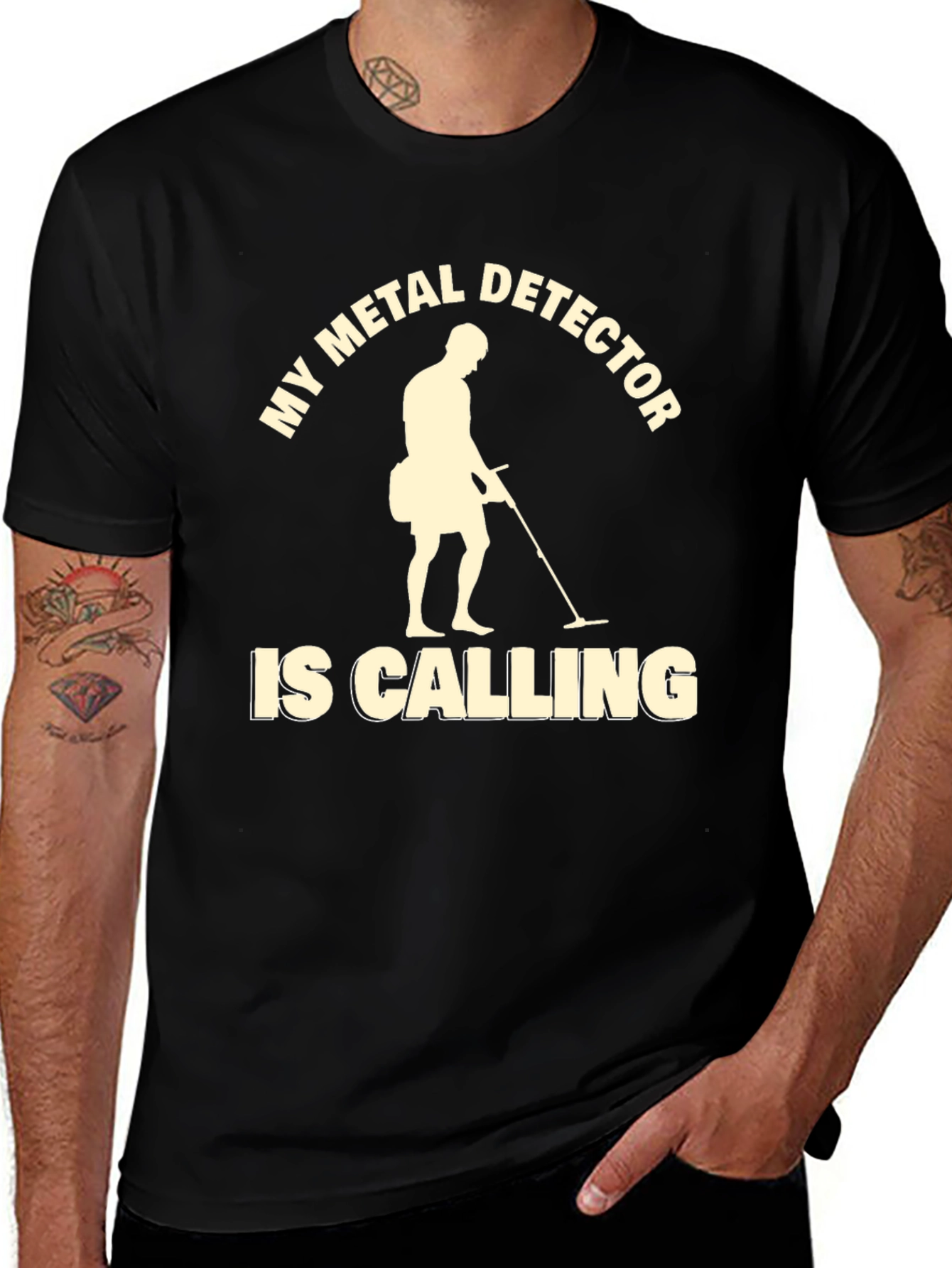 Variant 27 of Metal Detector Calling Graphic T-Shirt