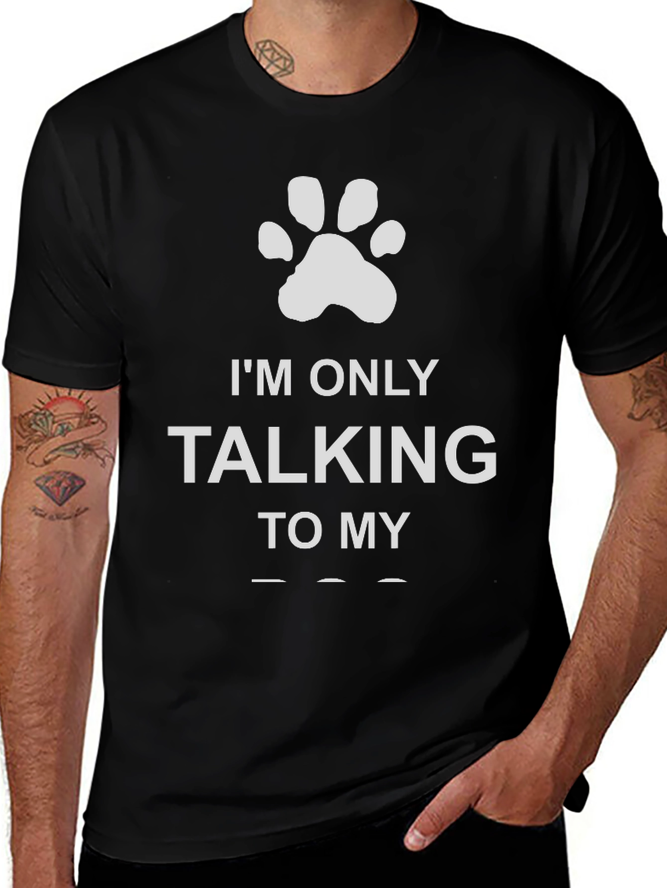 Variant 2 of I'm Only Talking to My Dog Paw Print T-Shirt