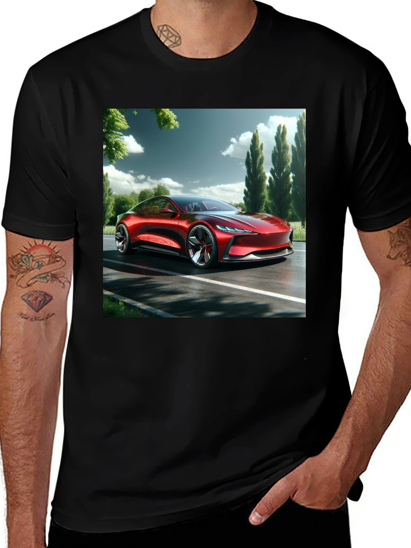 Tesla Concept Car Graphic Tee - Modern Style