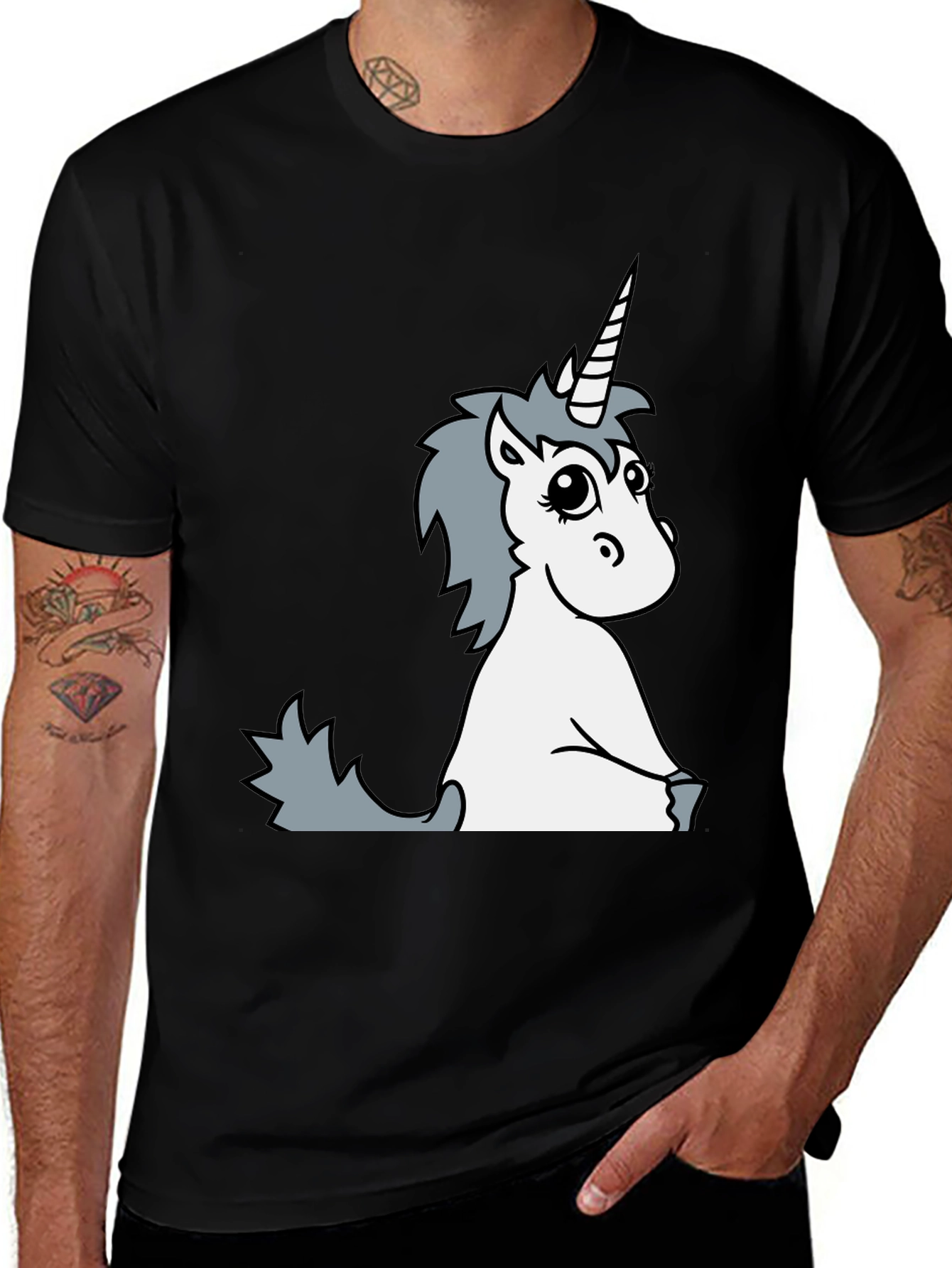 Variant 21 of Unicorn Graphic Tee - Black Cotton Shirt