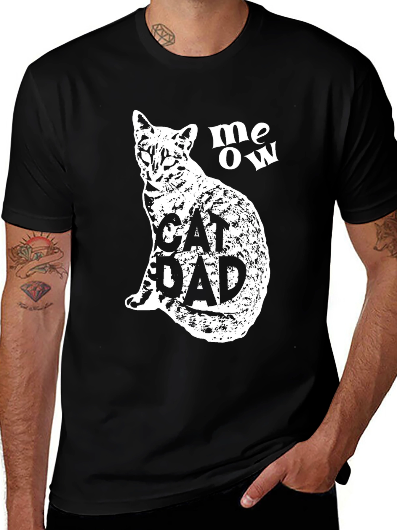 Variant 6 of Cat Dad T-Shirt - Meow Lover