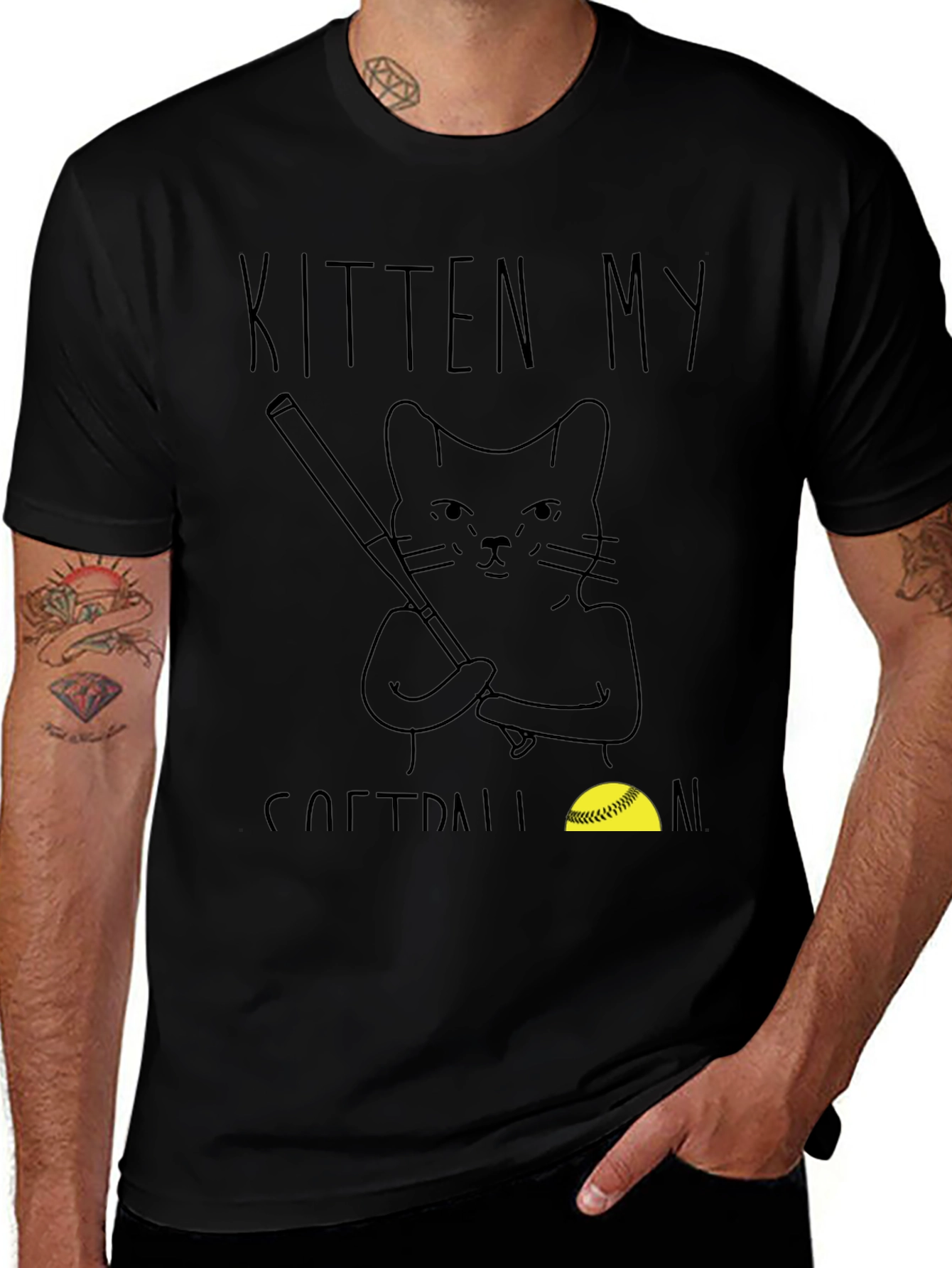 Variant 5 of Kitten My Softball T-Shirt - Cat Baseball Tee