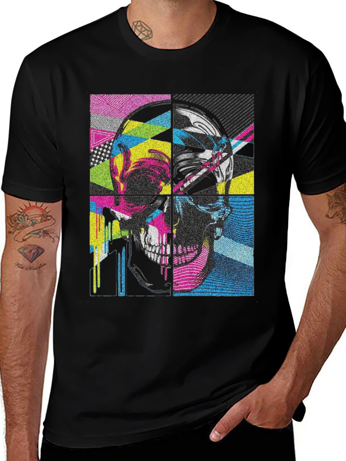 Black Pop Art Skull Graphic Tee - Black main image