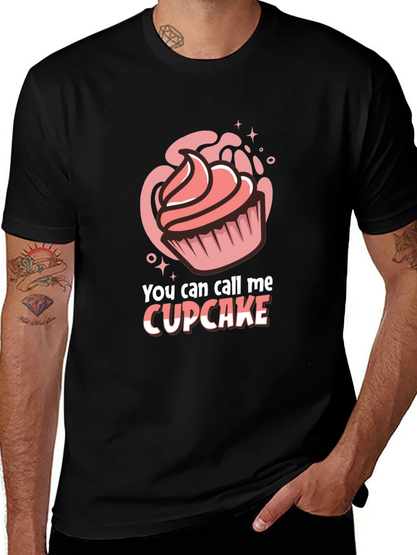Variant 9 of Cupcake Graphic Tee - You Can Call Me Cupcake Black T-Shirt