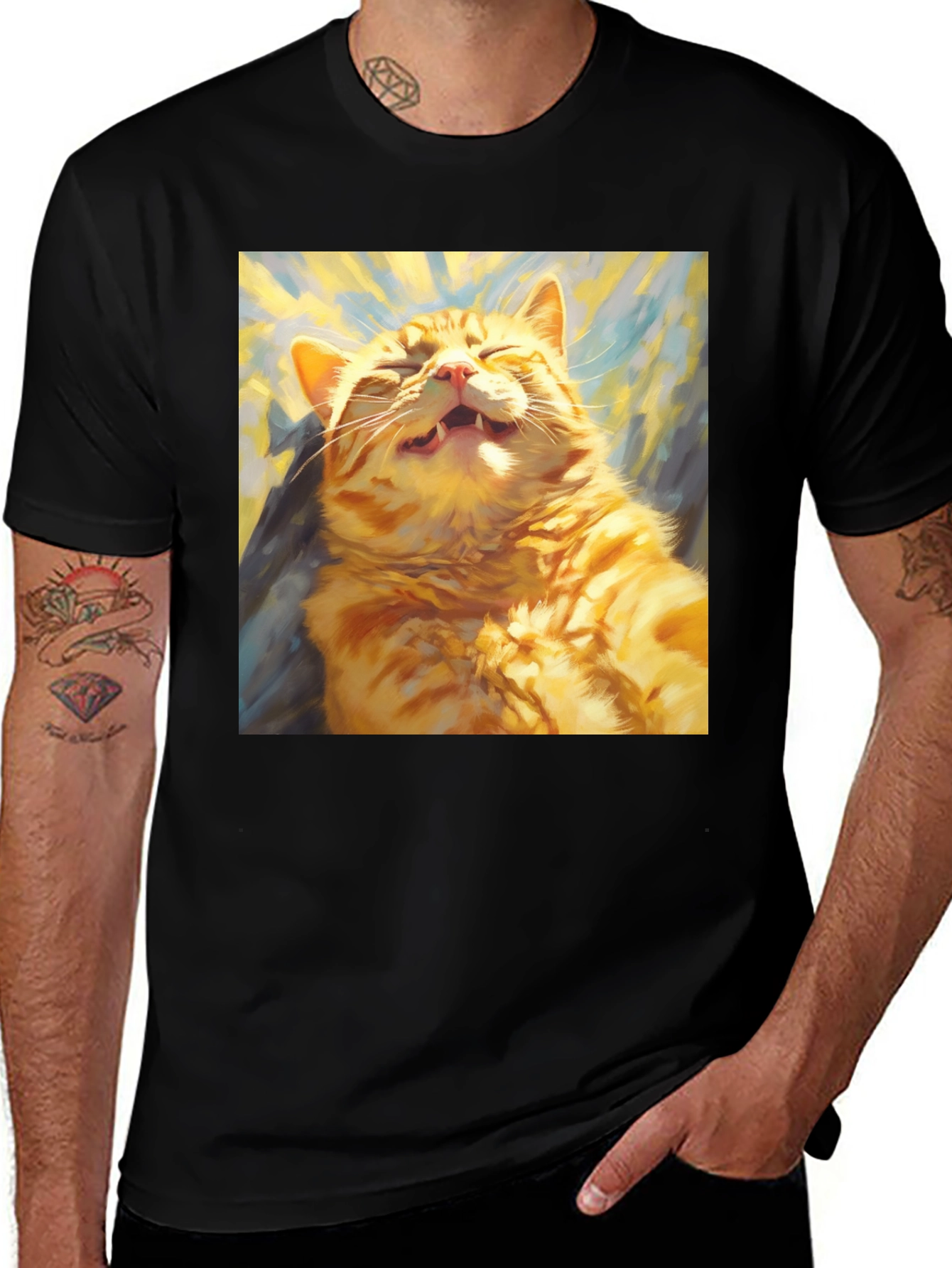 Variant 6 of Funny Cat Graphic Tee - Soft Cotton Crewneck T-Shirt