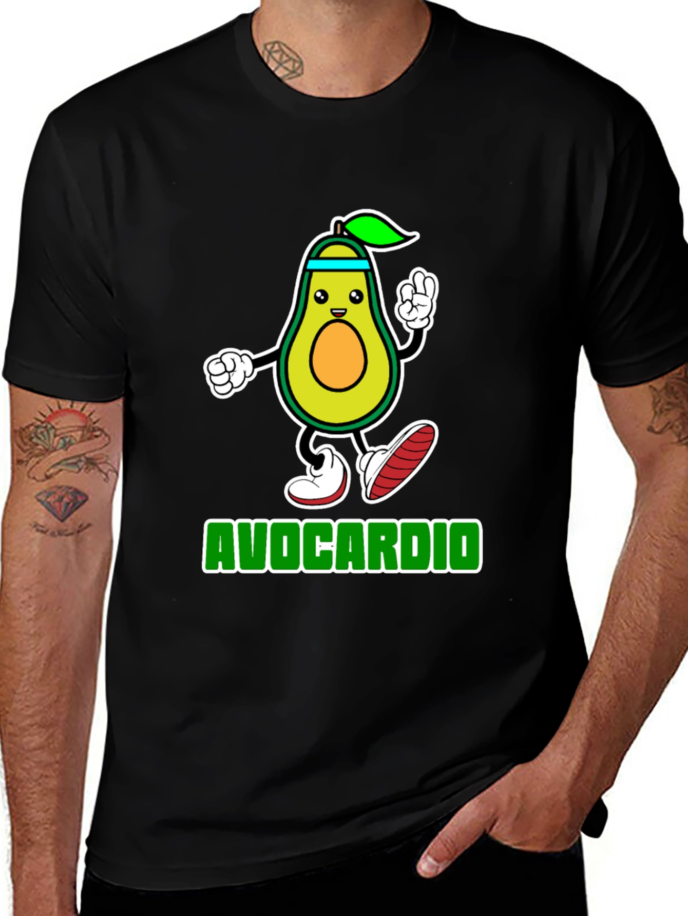 Variant 15 of Avocardio Black T-Shirt - Funny Avocado Workout Tee