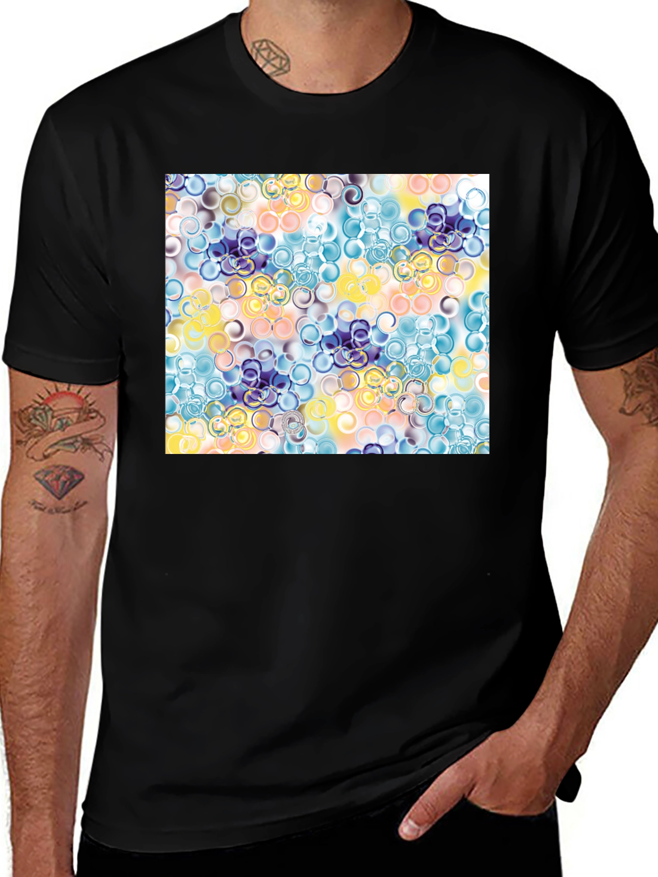 Variant 20 of Abstract Swirl Pattern Black T-Shirt