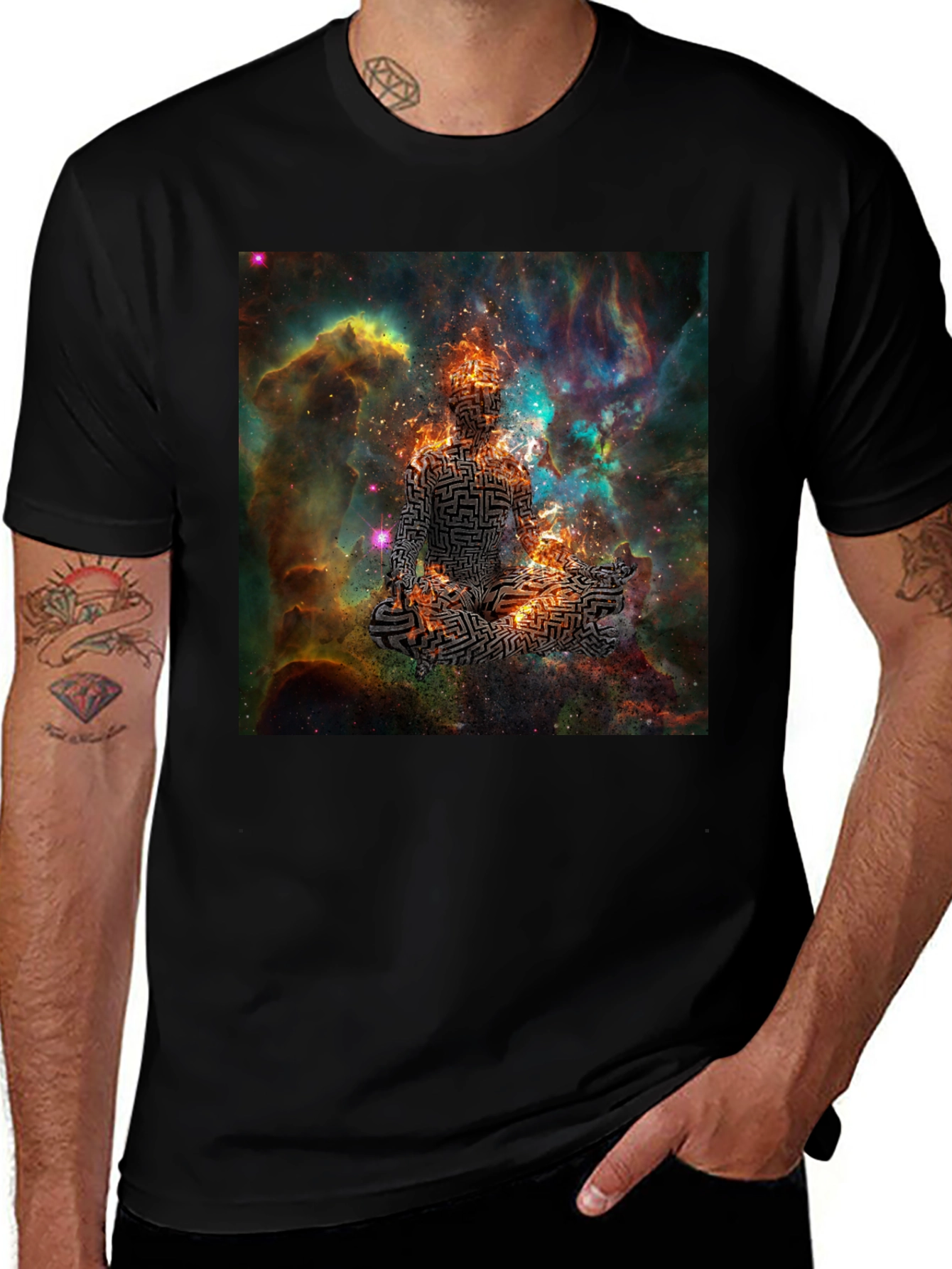 Cosmic Maze Meditation Black T-Shirt