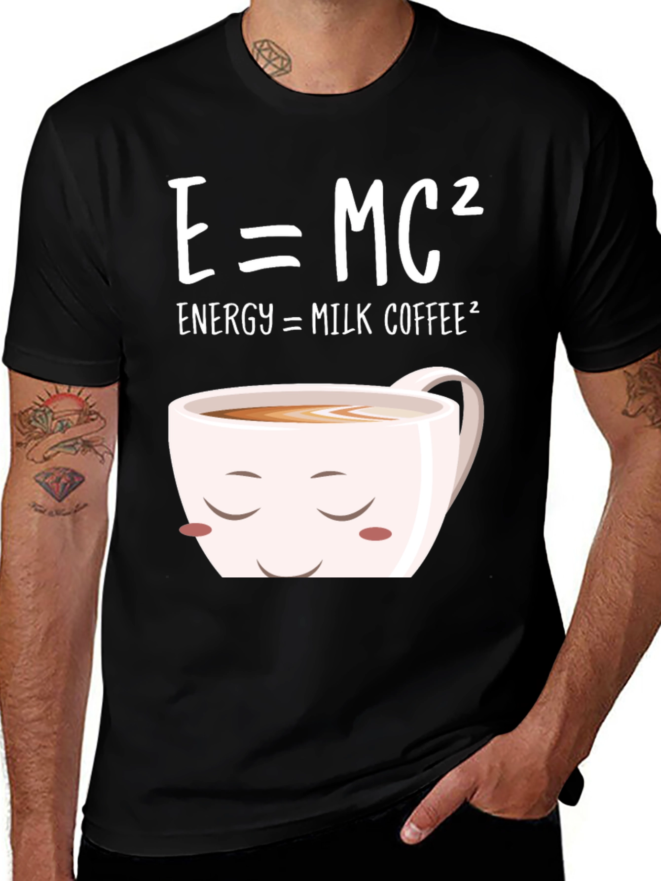 Variant 8 of E=MC² Milk Coffee T-Shirt - Humorous Science Tee
