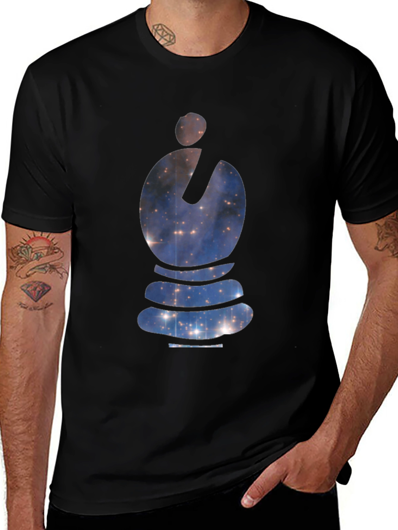 Galaxy Bishop Chess Piece Graphic T-Shirt