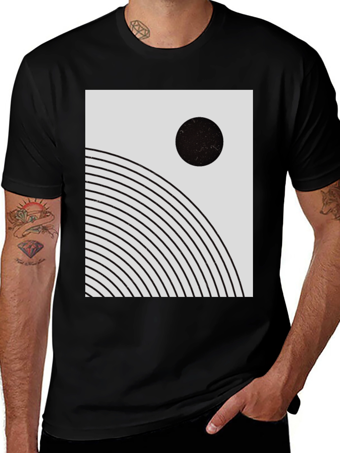 Modern Graphic Tee - Minimalist Circle and Arch Design