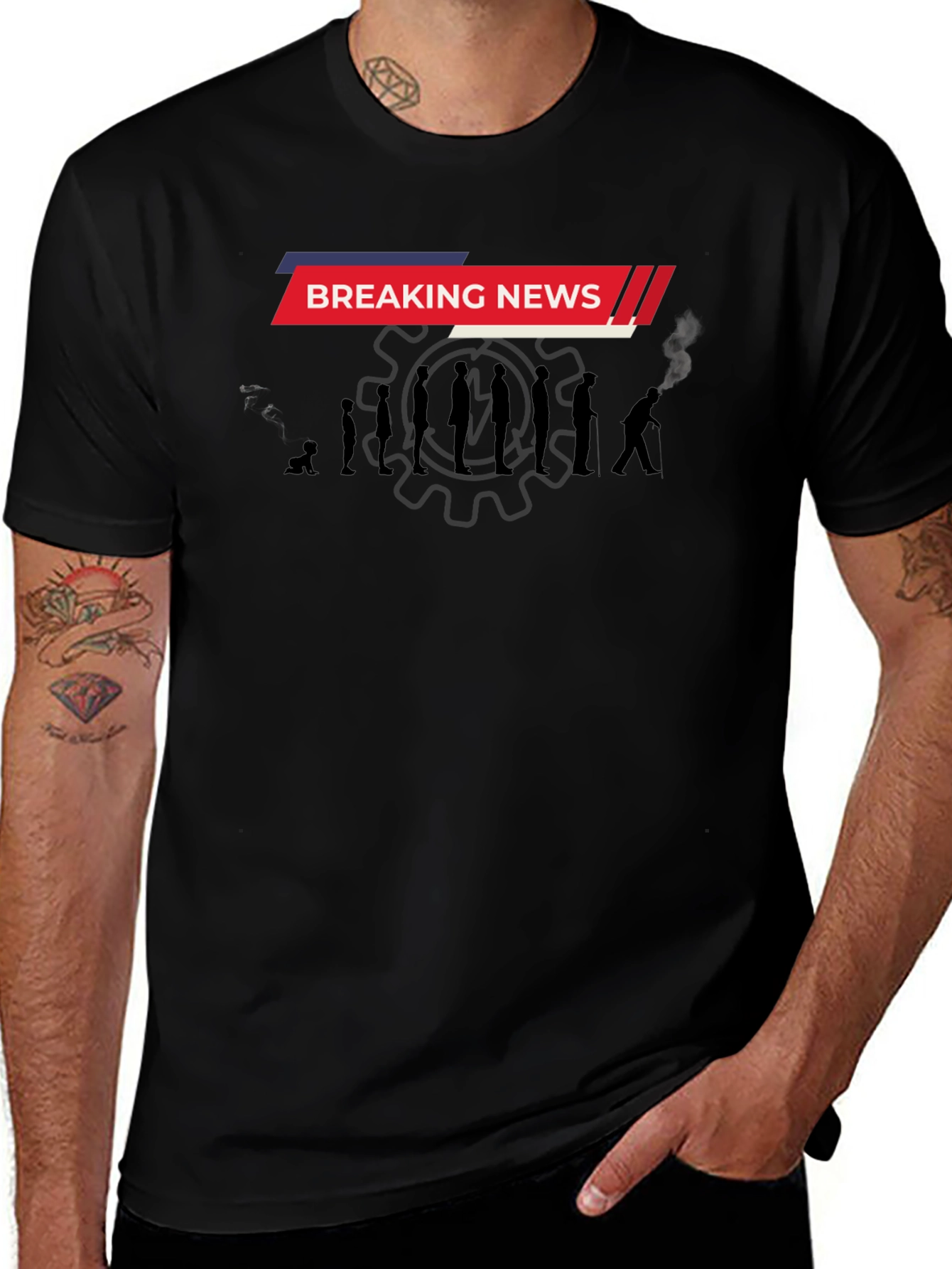 Variant 22 of Breaking News Evolution Men's Black T-Shirt