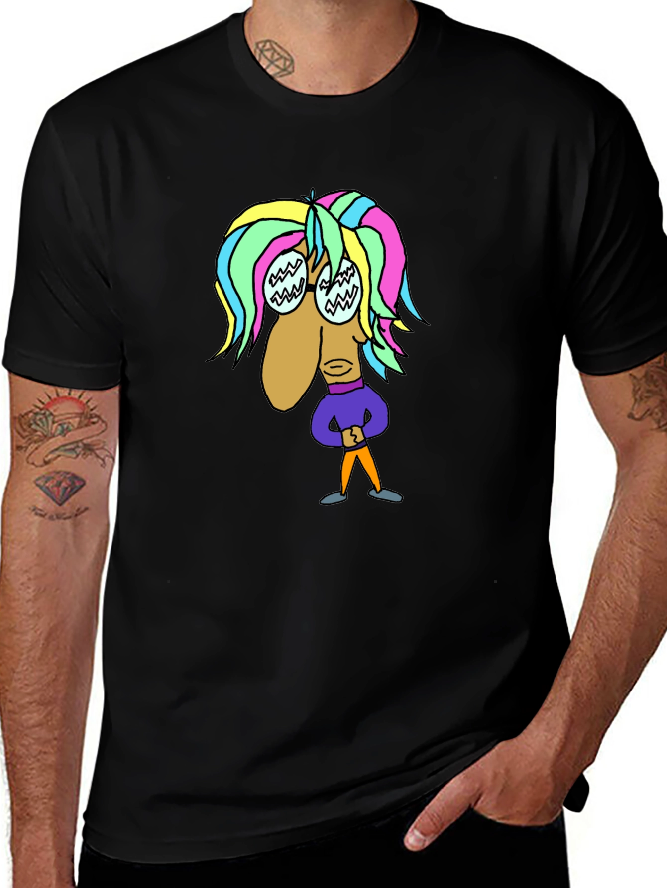 Variant 17 of Cartoon Character Black T-Shirt