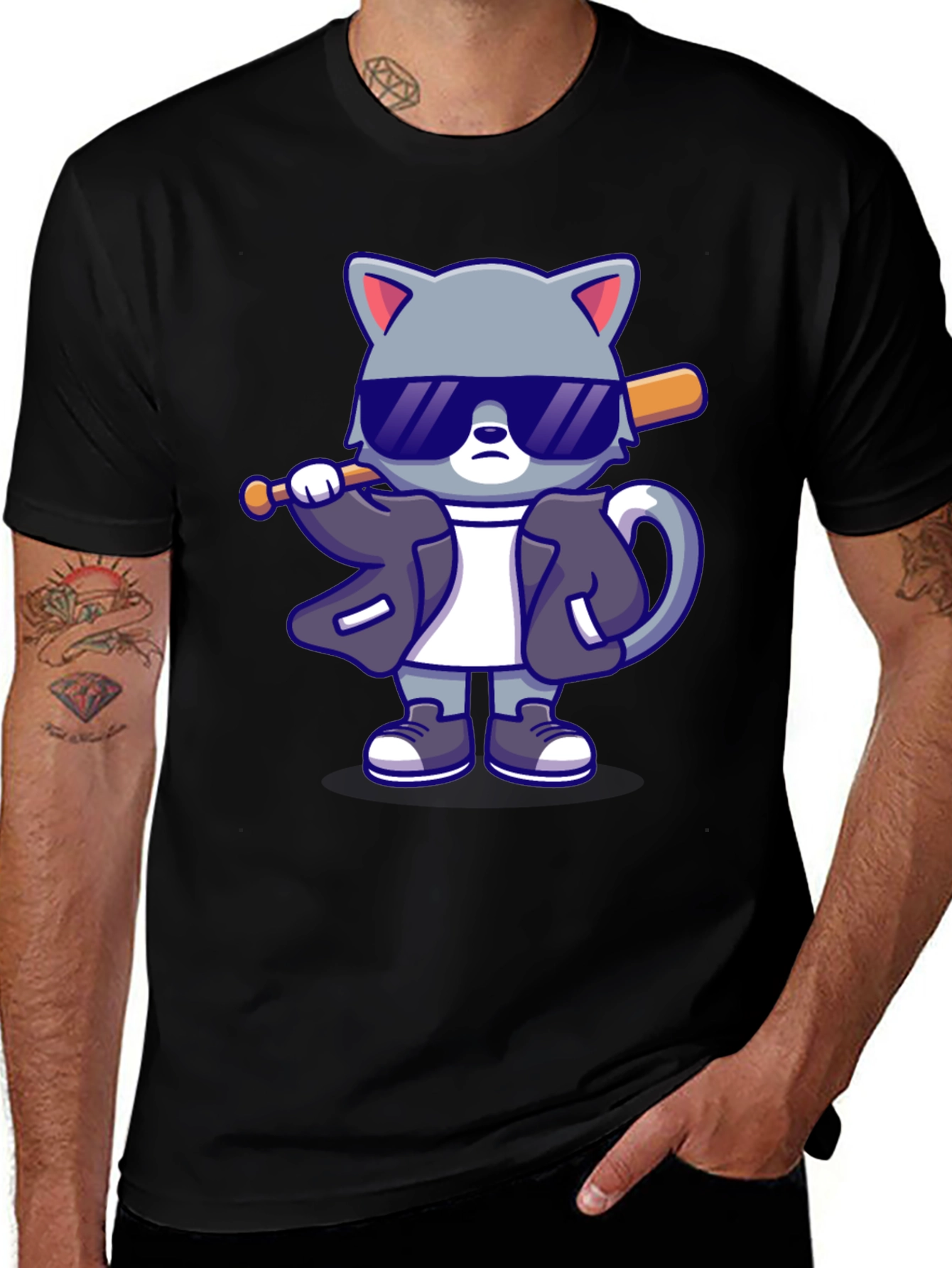 Variant 8 of Cool Cat Baseball T-Shirt - Trendy Streetwear
