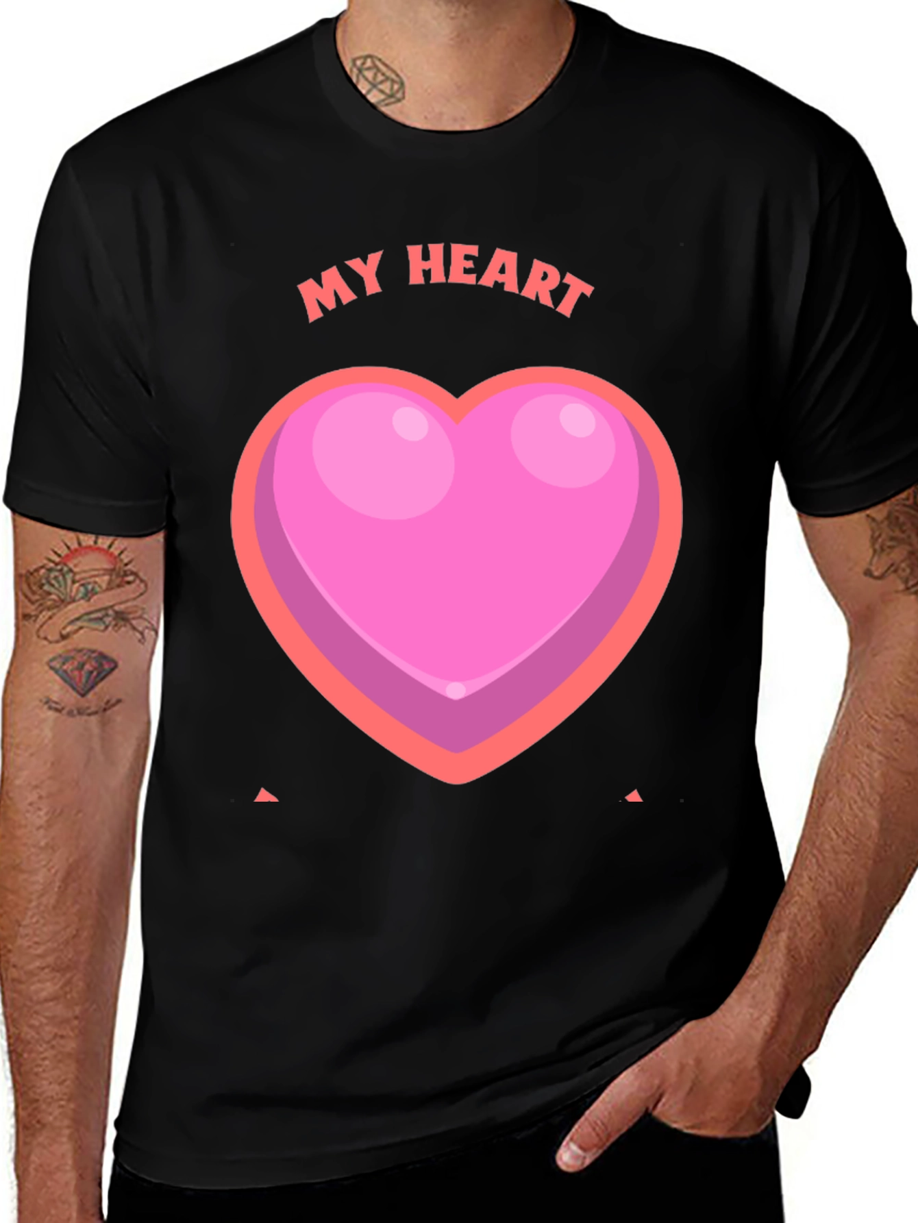 Variant 30 of My Heart Graphic Tee - Black Casual Shirt