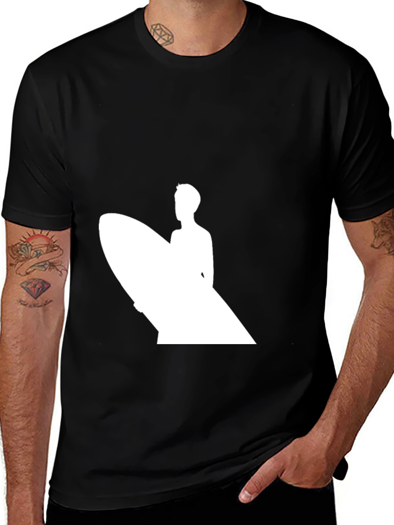 Variant 5 of Surfer Silhouette Black Graphic Tee