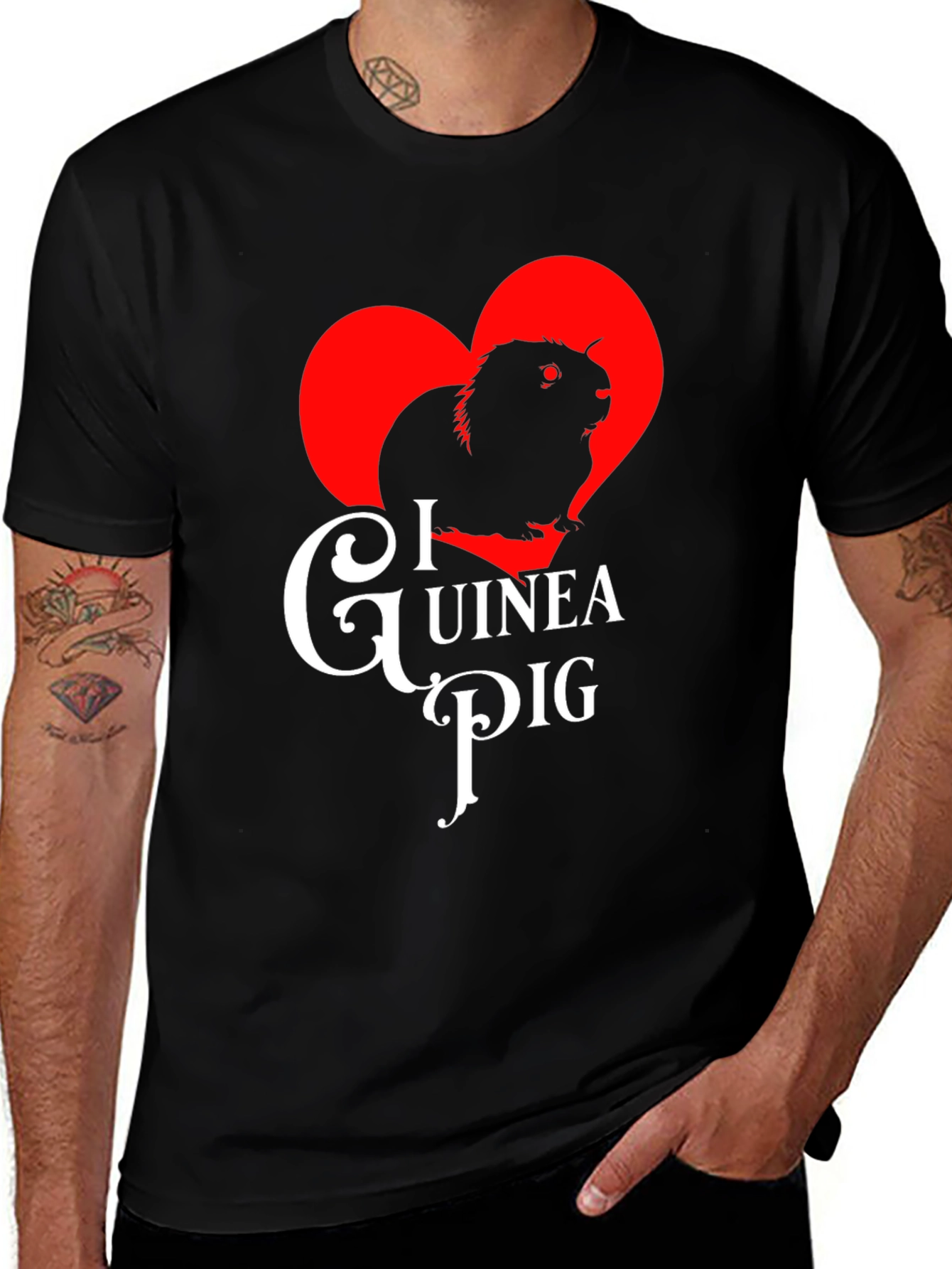 Variant 4 of I Love Guinea Pig Black T-Shirt