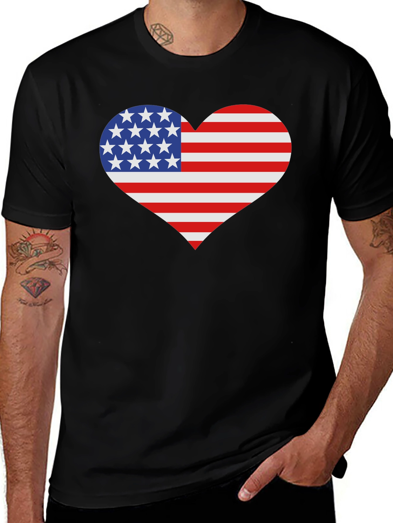Variant 4 of USA Flag Heart Patriotic T-Shirt