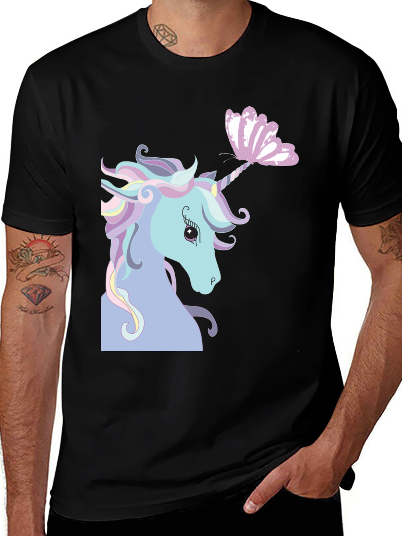 Variant 27 of Unicorn Butterfly Graphic T-Shirt - Black