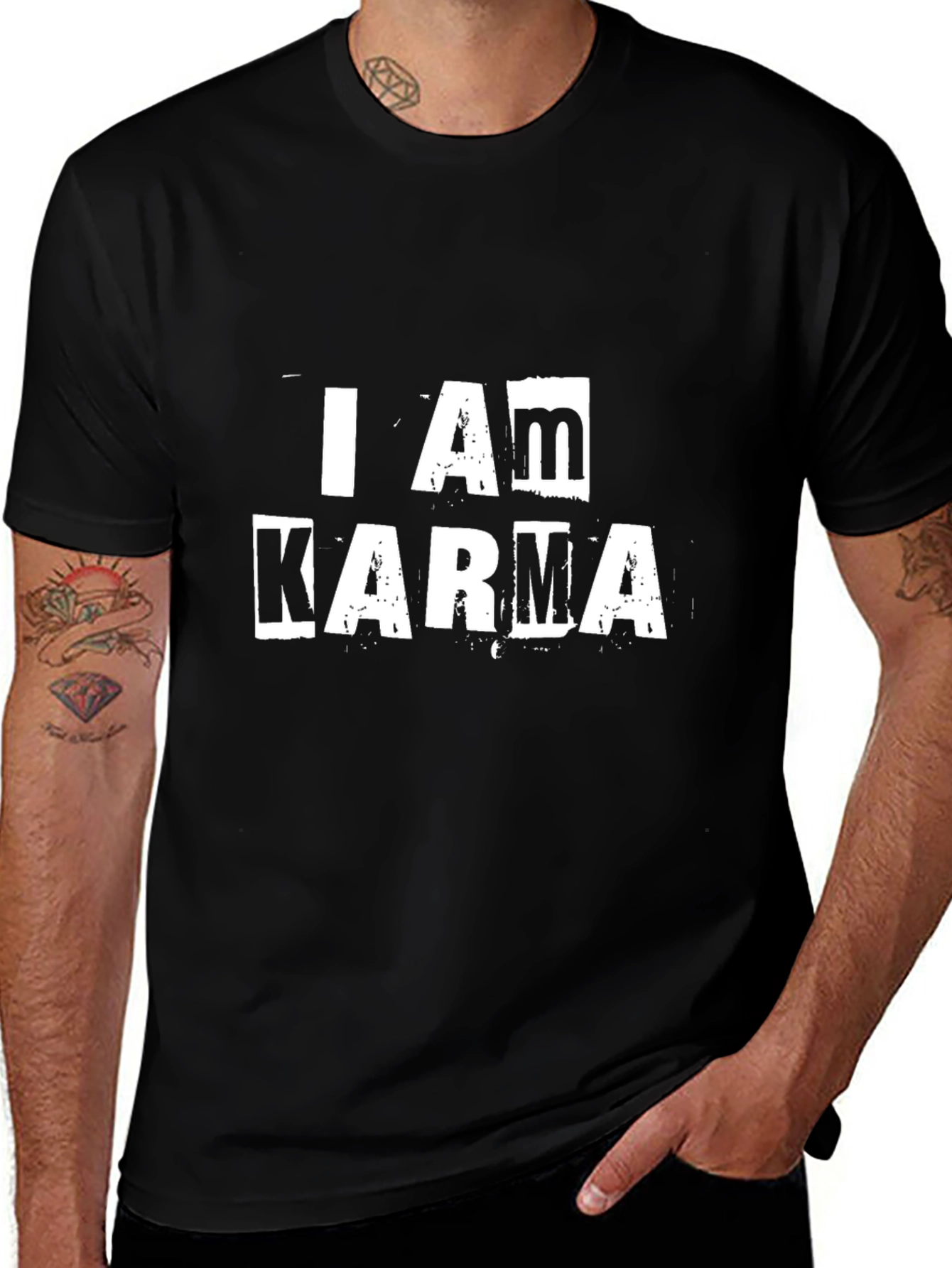 I Am Karma Graphic Print Black T-Shirt