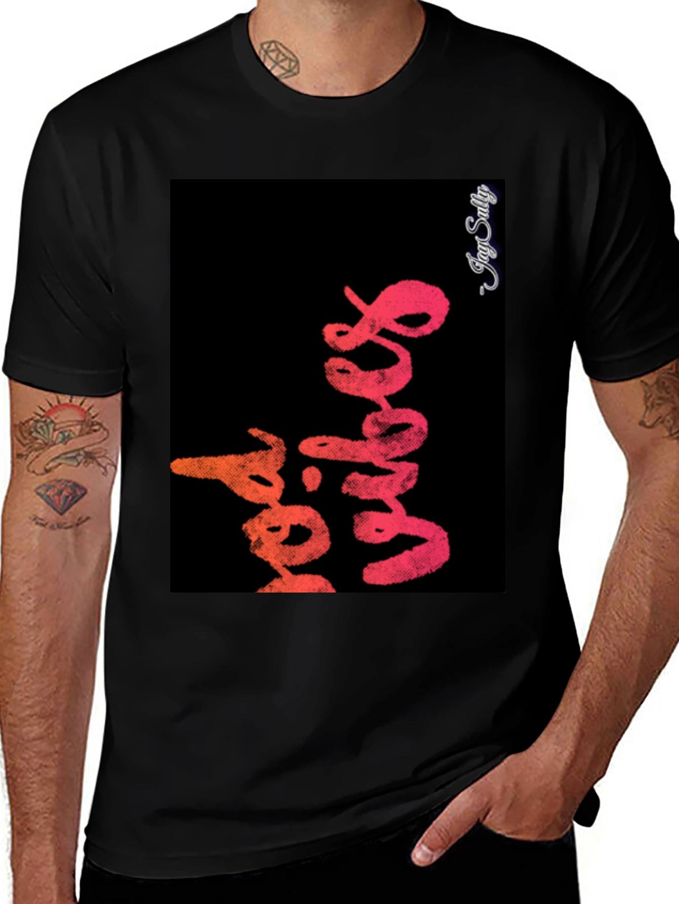 Variant 14 of Red Vibes Graphic Tee - Stylish Black T-Shirt