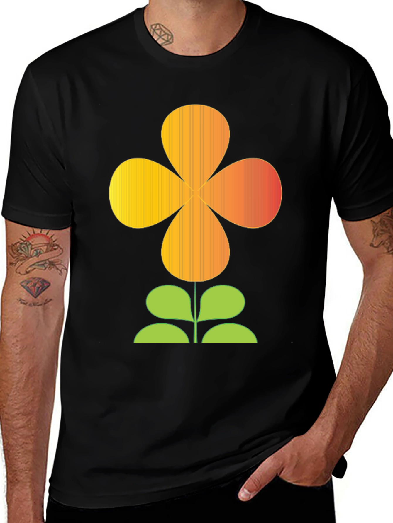 Black Retro Flower Power Graphic T-Shirt - Black main image