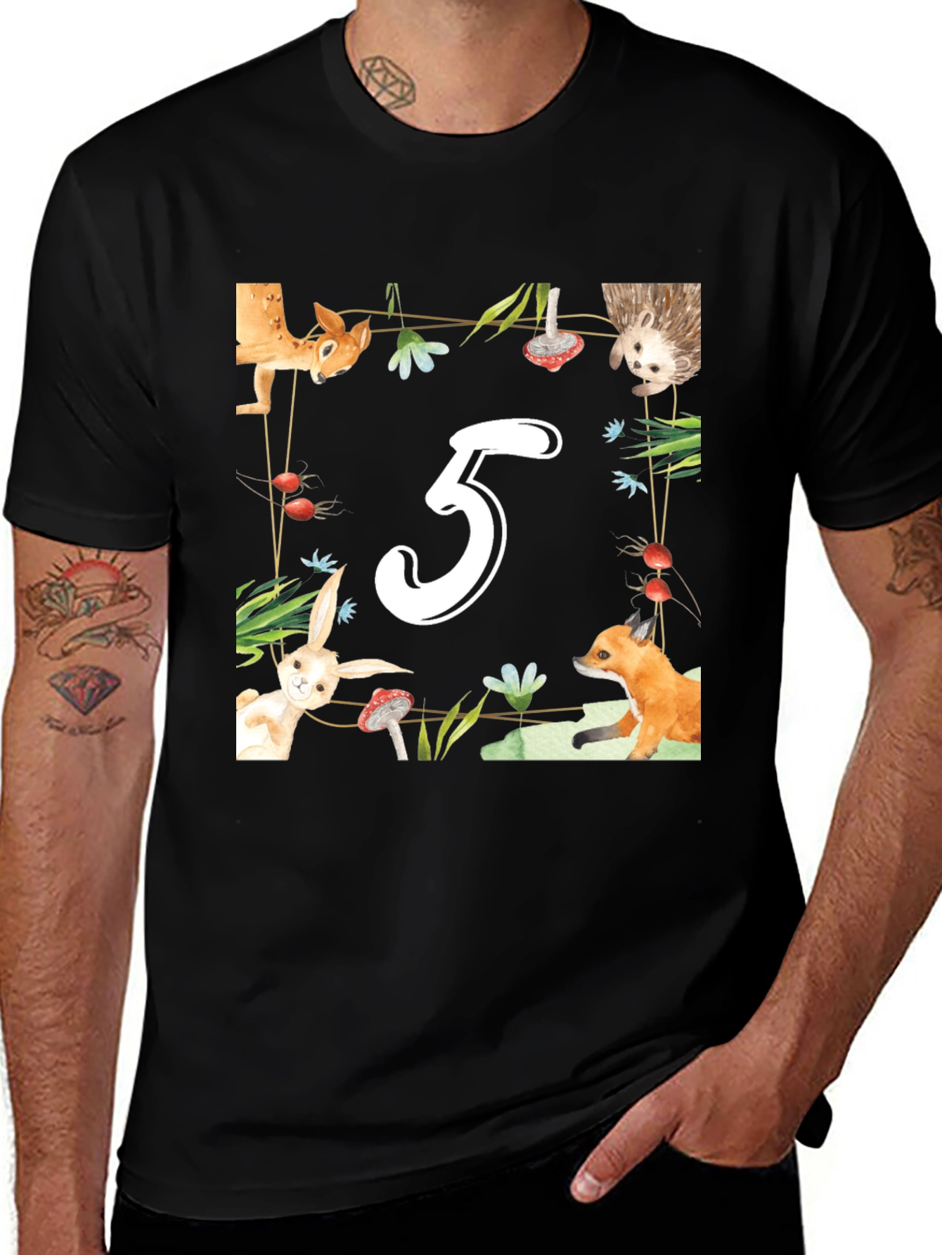 Kids' Forest Friends 5th Birthday T-Shirt