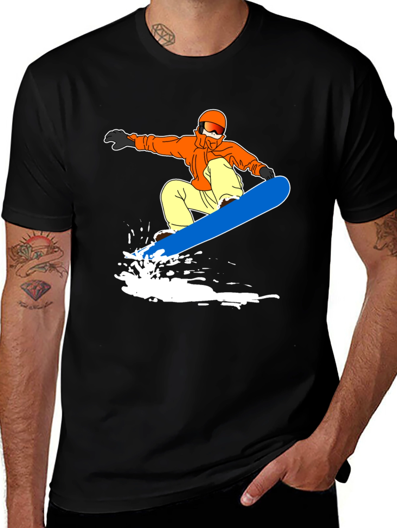 Variant 13 of Snowboarder Graphic Black T-Shirt | Activewear Tee