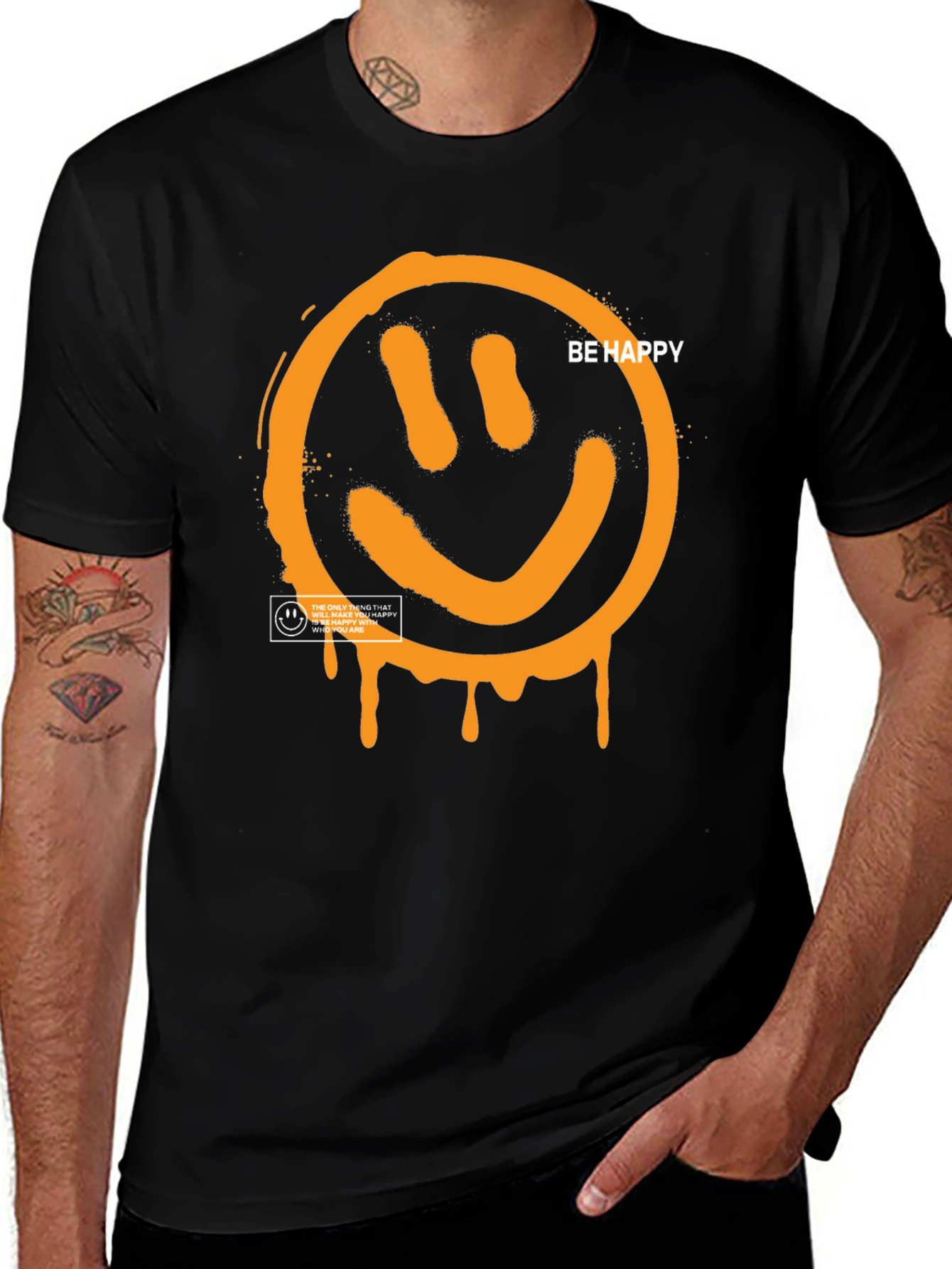 Black Be Happy Graphic Tee - Black main image