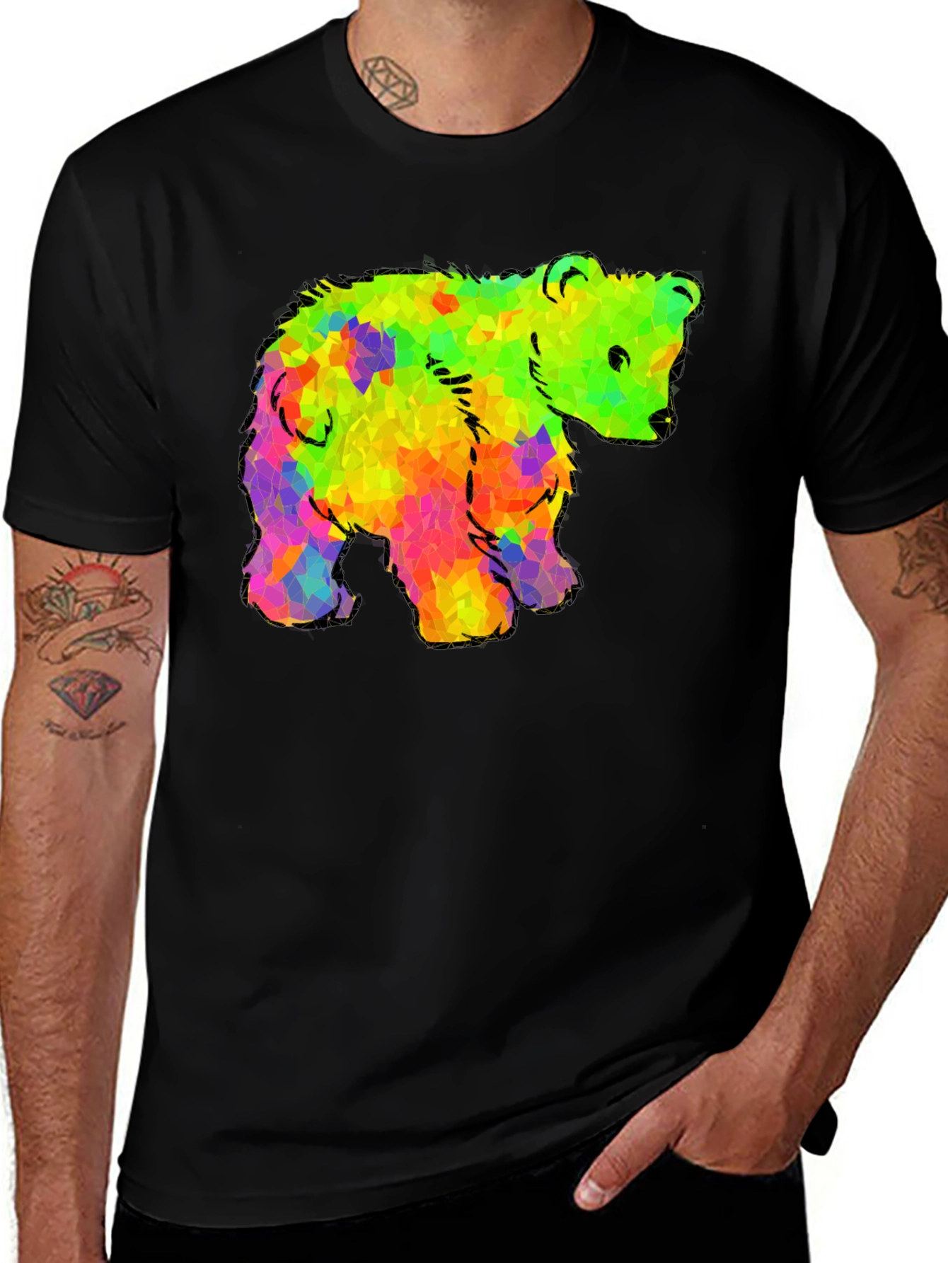 Variant 26 of Rainbow Bear Graphic Black T-Shirt
