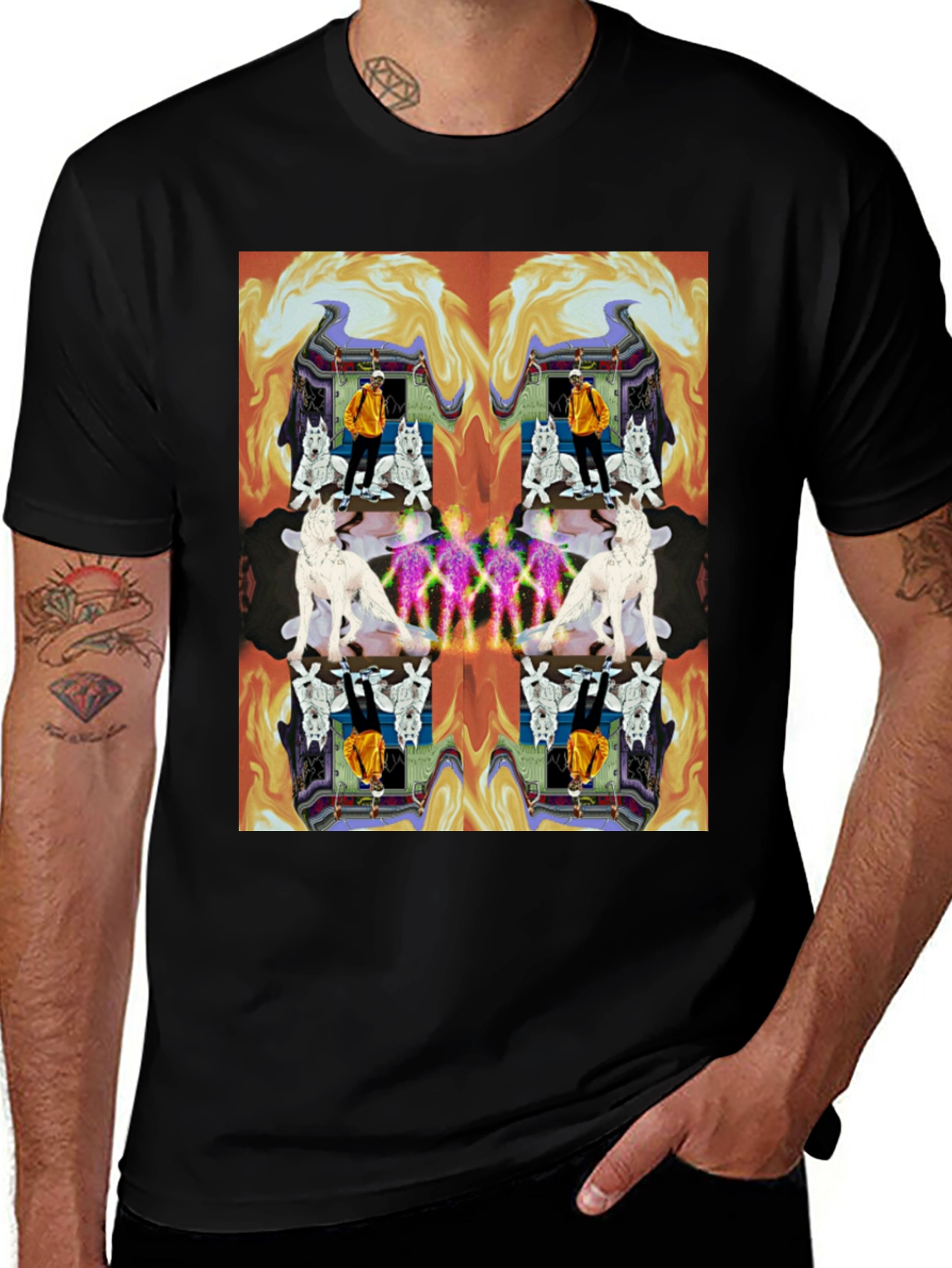 Kaleidoscopic Wolf Graphic Tee - Black