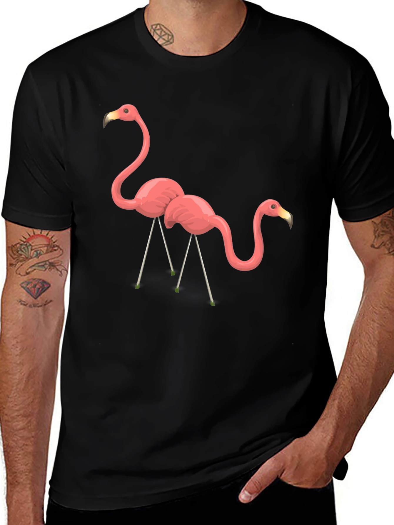 Black Flamingo Graphic Tee - Black Cotton T-Shirt main image