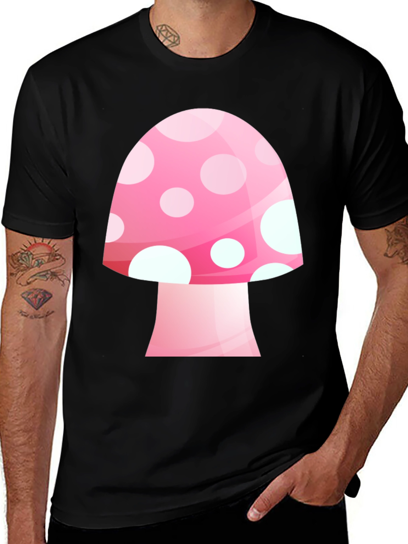 Variant 16 of Mushroom Graphic Tee - Pink Funky Style