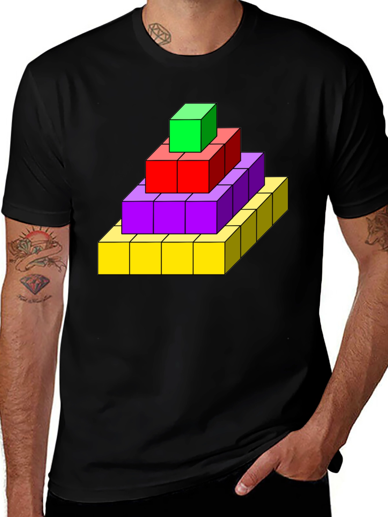 Variant 6 of Geometric Block Pyramid T-Shirt - Unique Design