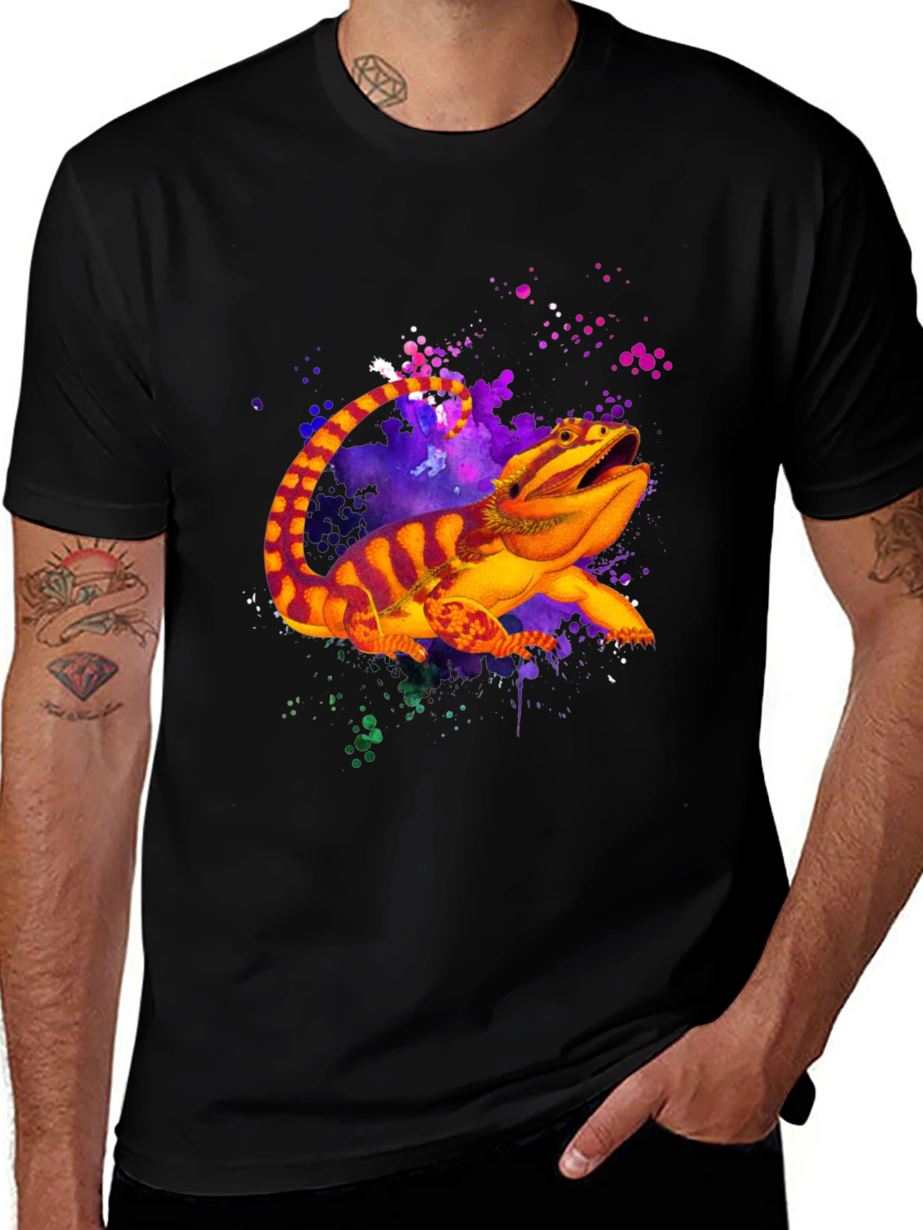 Variant 6 of Bearded Dragon Graphic Tee - Black