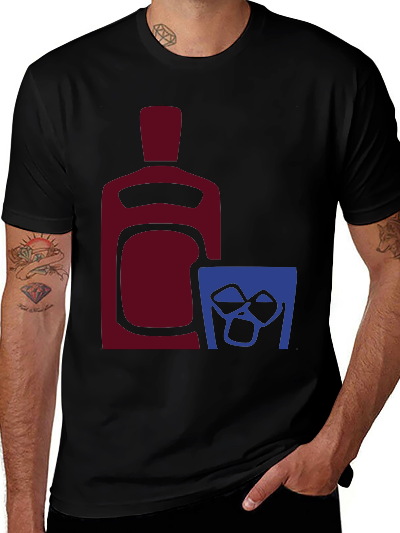 Variant 2 of Whiskey Bottle and Glass Graphic Tee