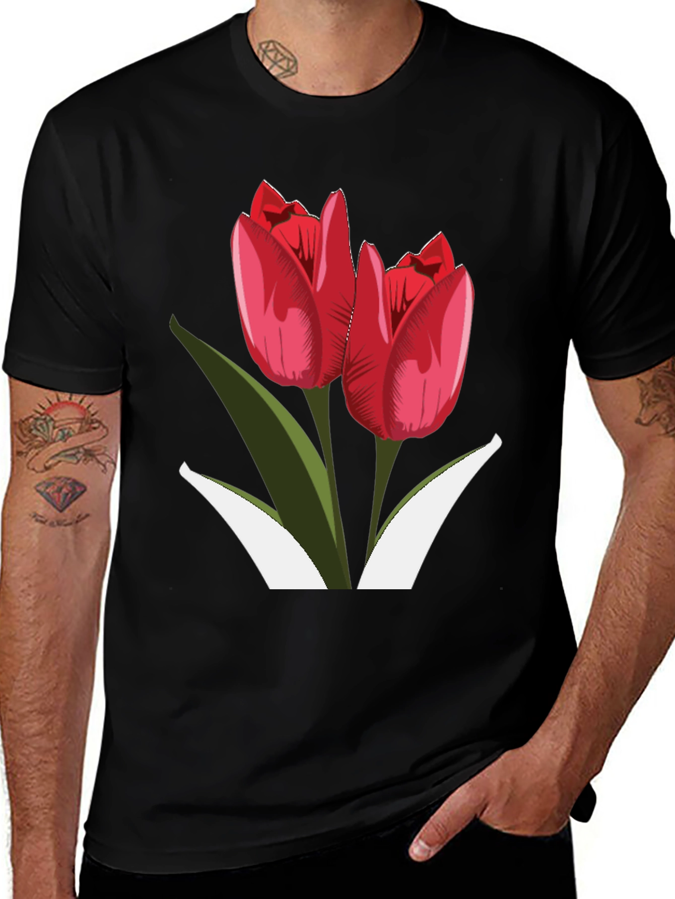 Variant 28 of Tulip Graphic Tee - Bold Floral Design