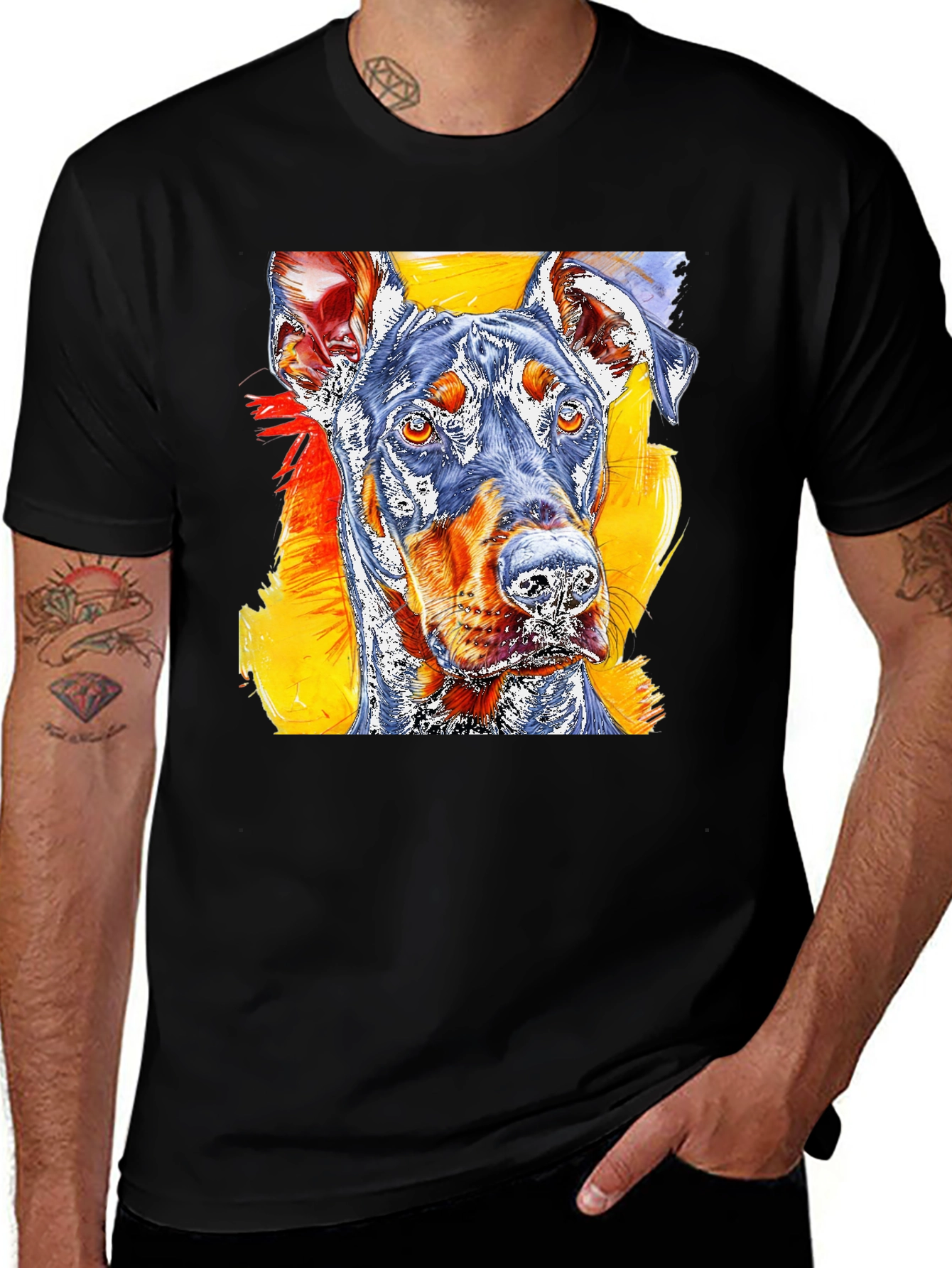 Variant 13 of Dog Graphic Tee - Vibrant Doberman Design