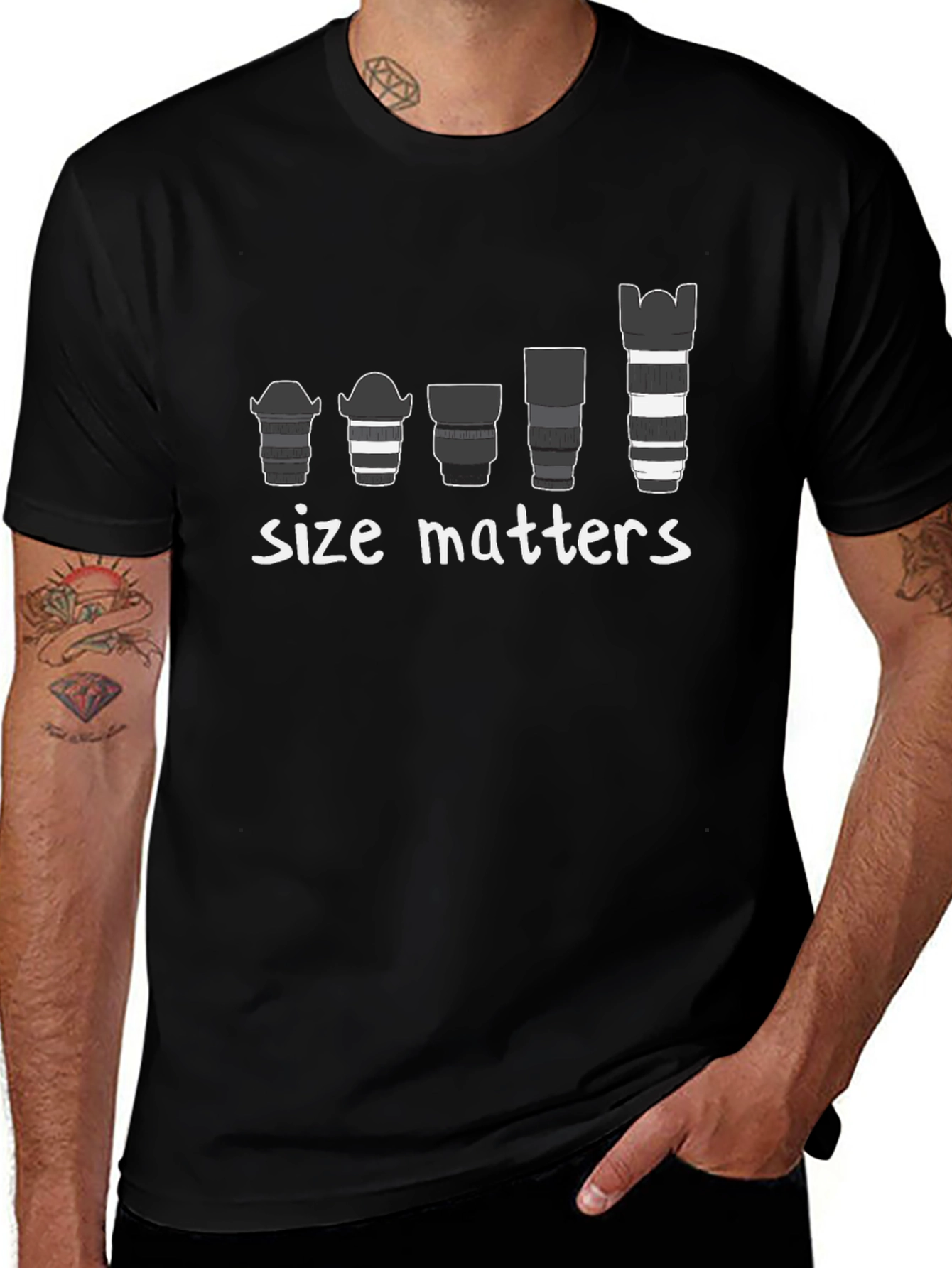 Size Matters Camera Lens T-Shirt for Photographers