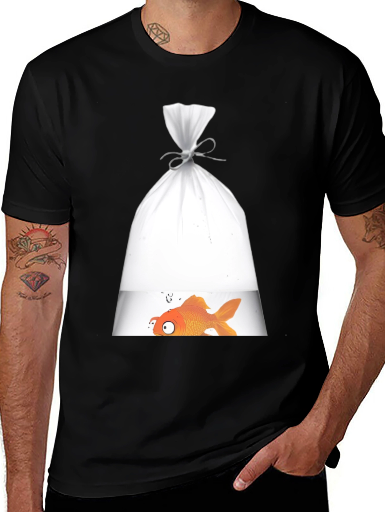 Variant 20 of Goldfish in a Bag Graphic Tee - Novelty Design