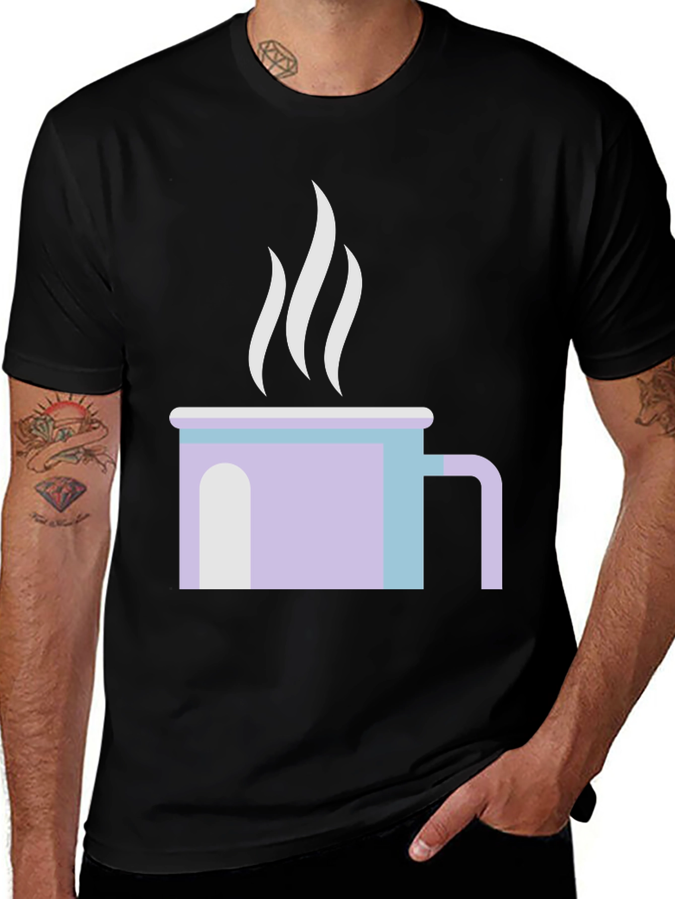 Cool Coffee Cup Graphic Tee - Black Cotton Comfort