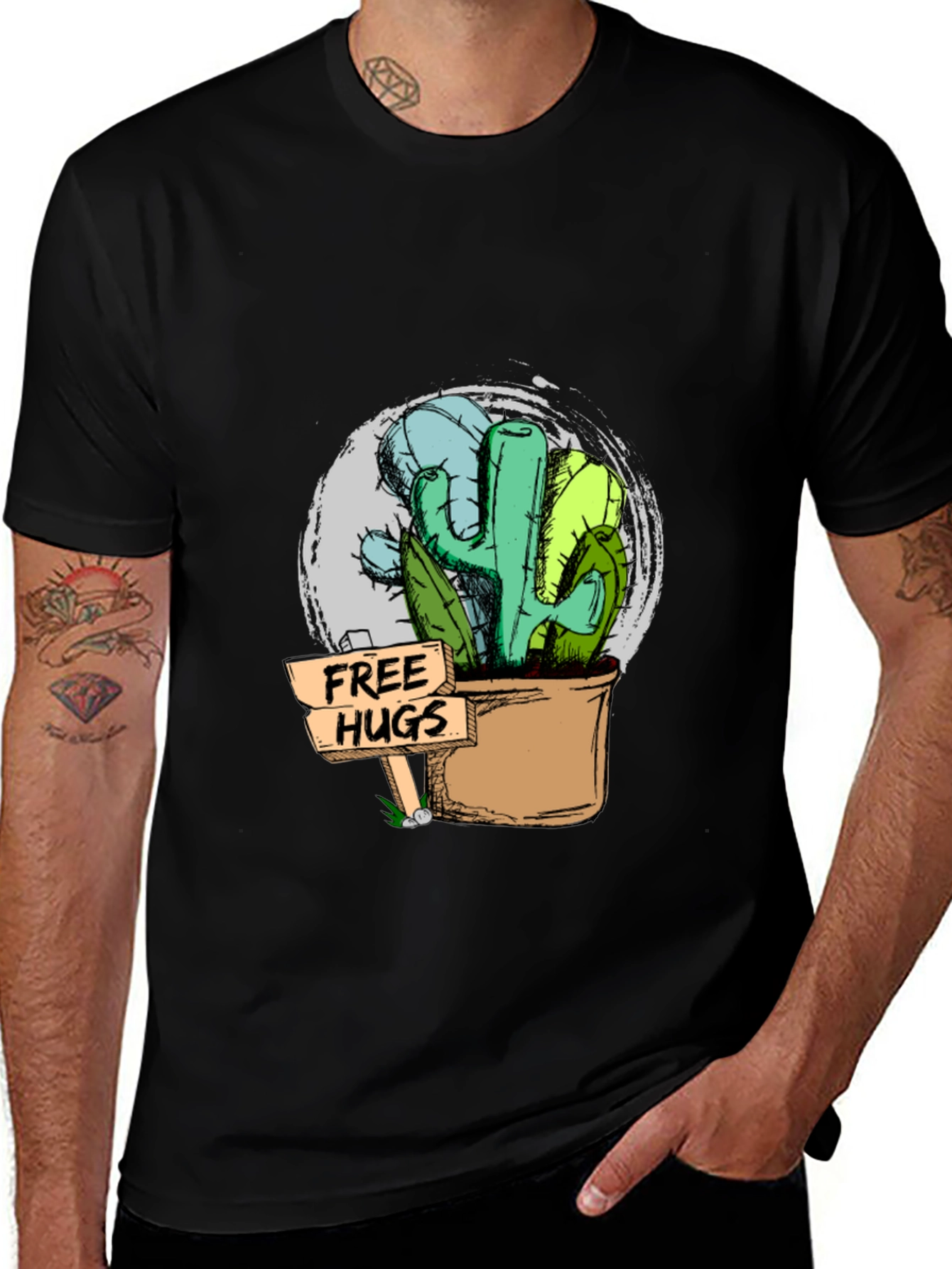 Variant 14 of Free Hugs Cactus Graphic Tee - Unisex