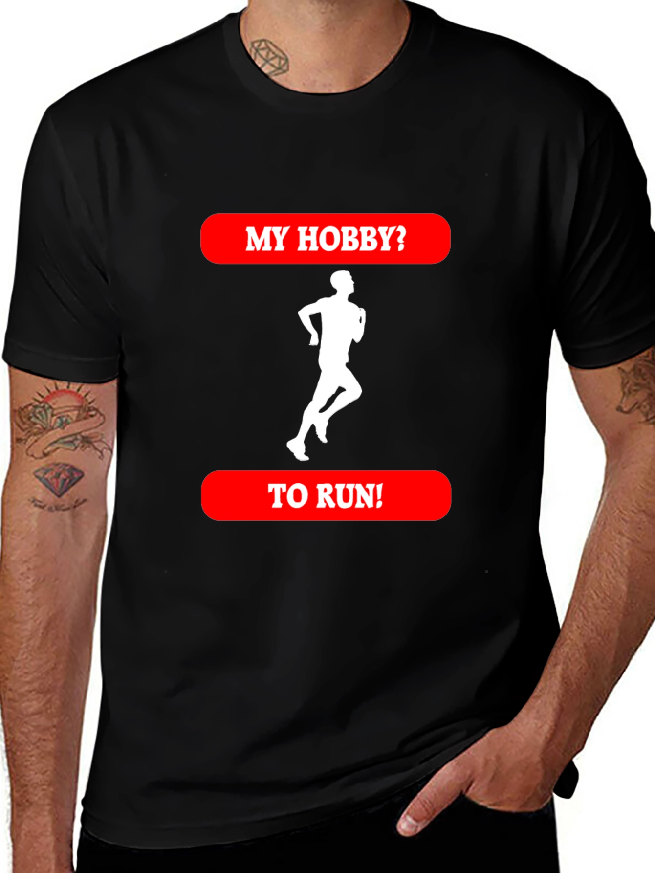 Variant 8 of Running Hobby T-Shirt - Black Cotton Tee
