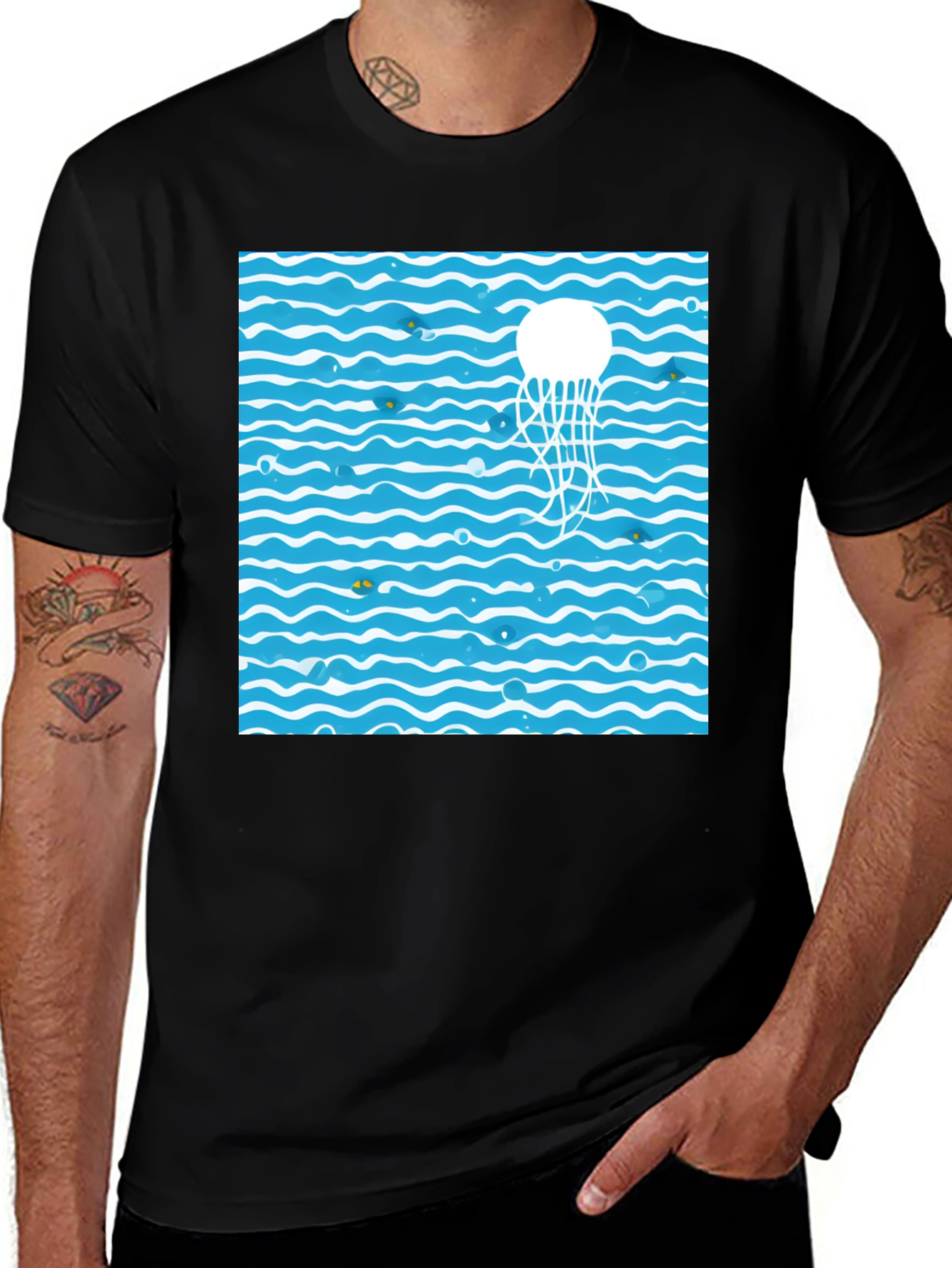 Variant 16 of Jellyfish Waves Black T-Shirt